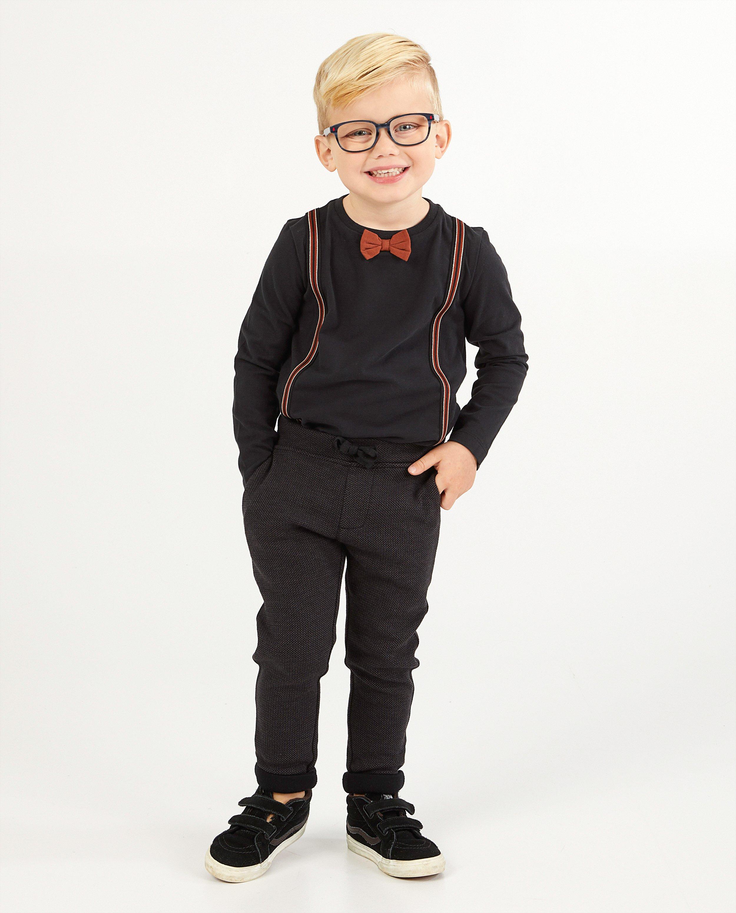 Pantalon noir avec relief - avec un nœud - Kidz Nation