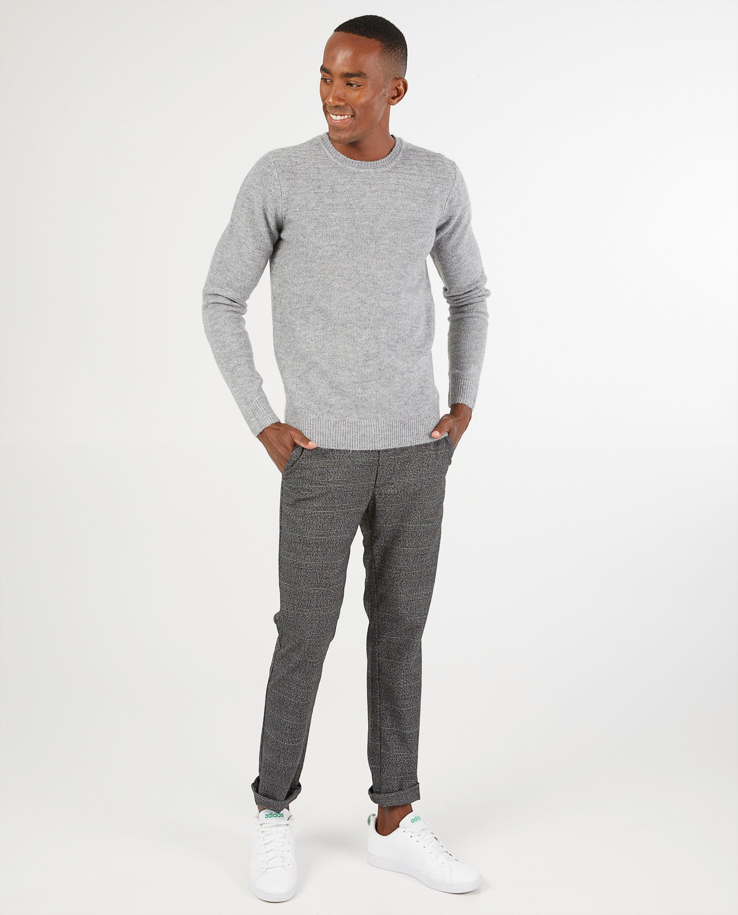 Donkergrijze chino met ruitpatroon - allover - Quarterback