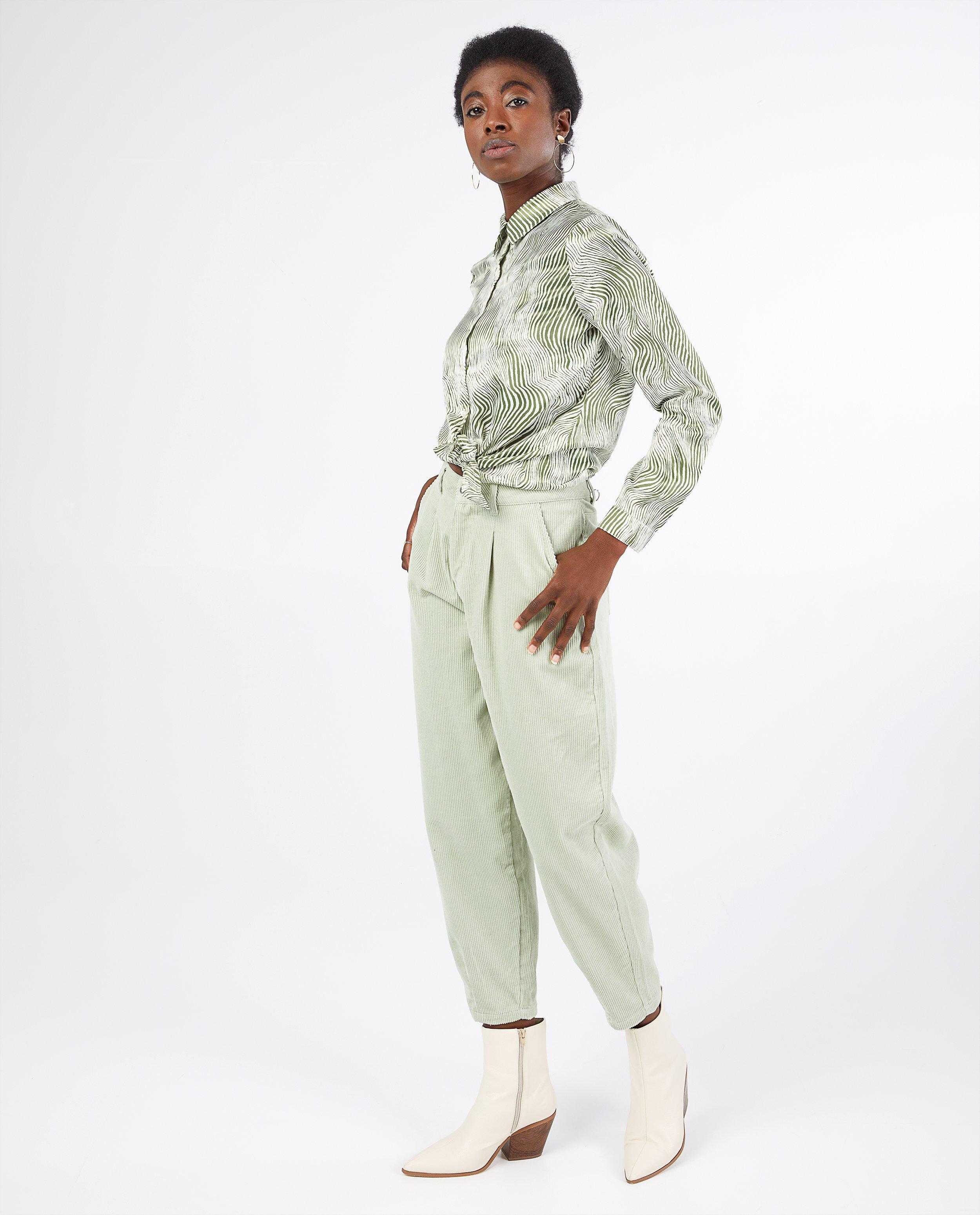 Pantalon vert pâle en velours côtelé Youh! - grosses côtes - YOUH!