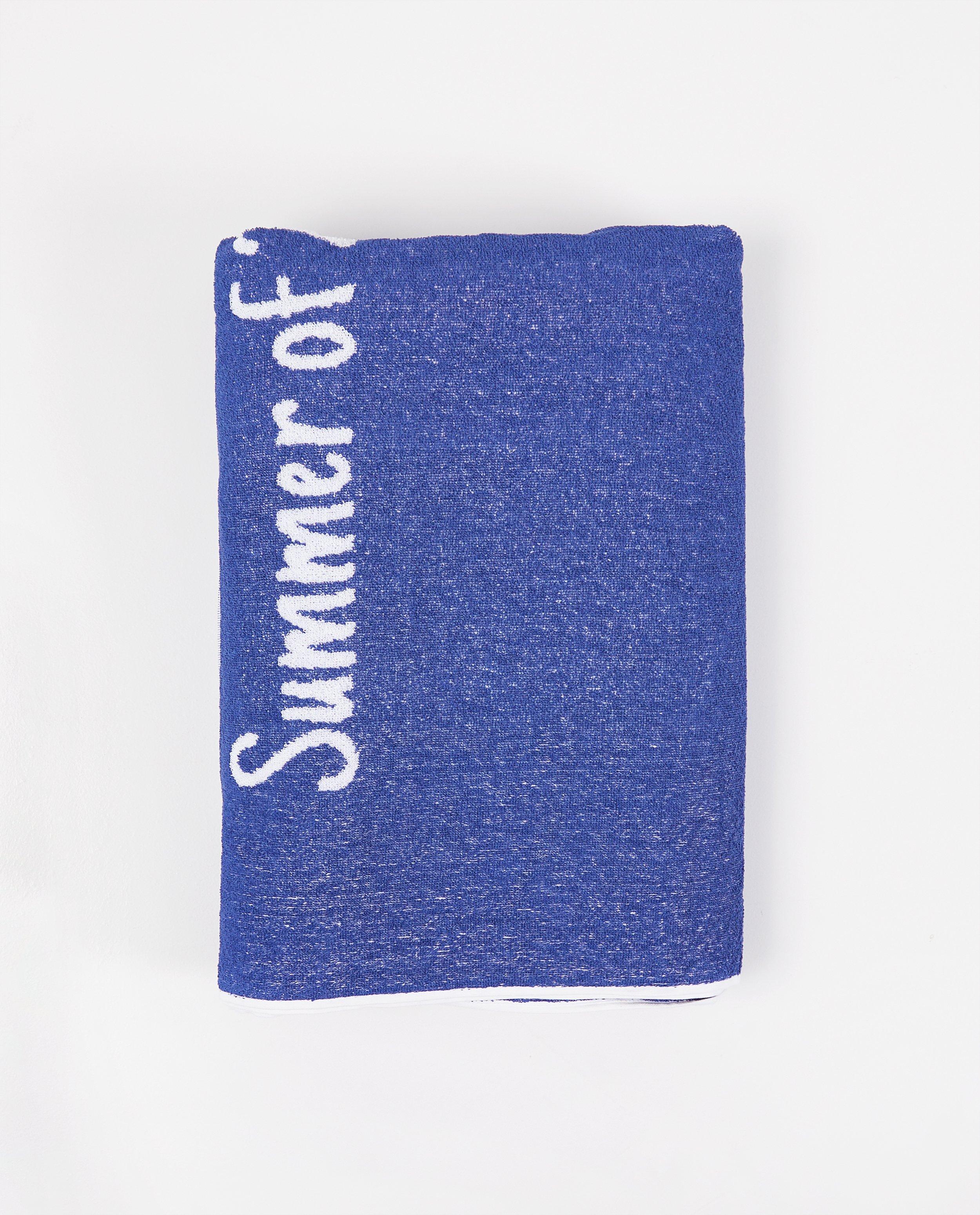 Bonneterie - Serviette de bain bleue anti-coronavirus