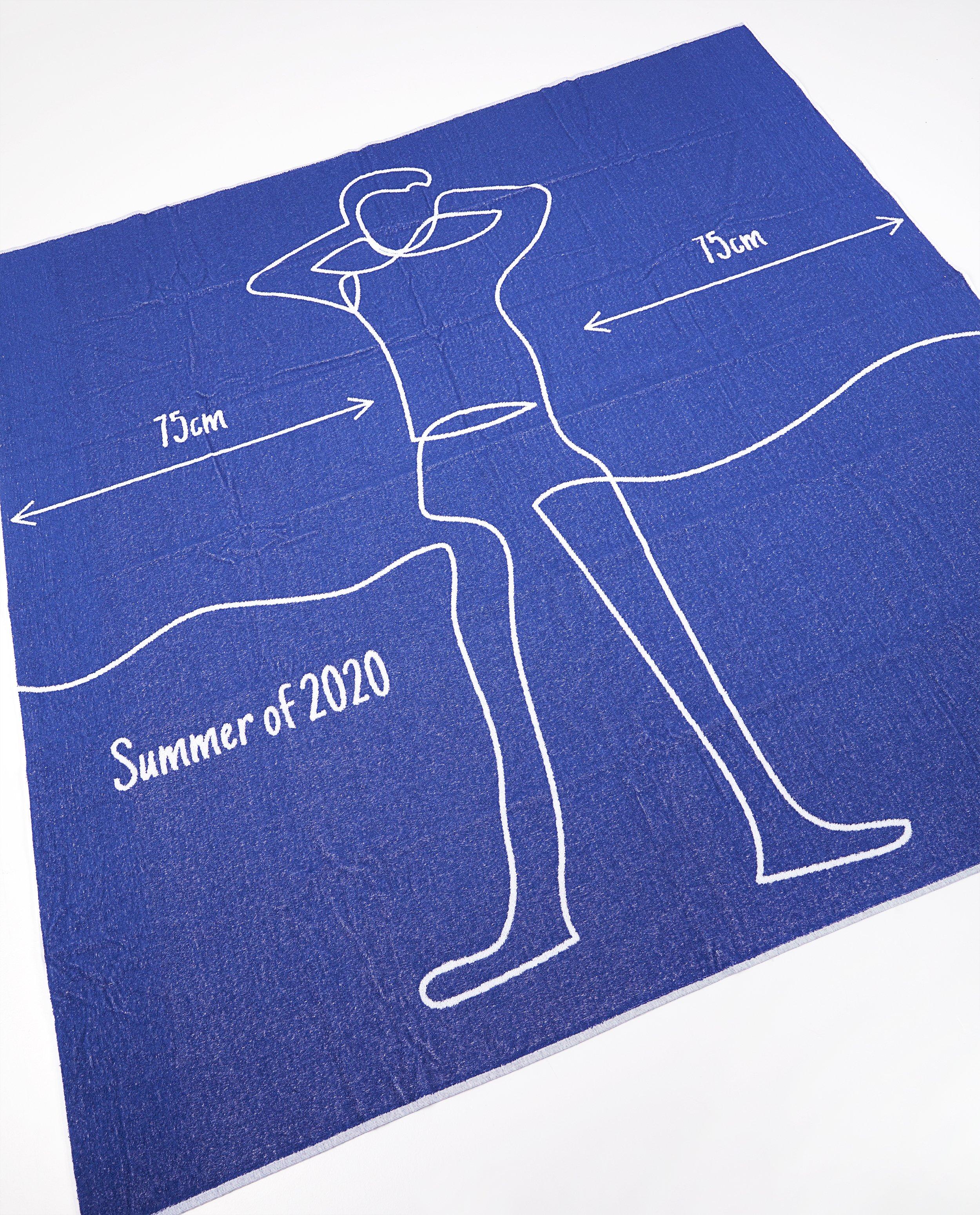 Bonneterie - Serviette de bain bleue anti-coronavirus
