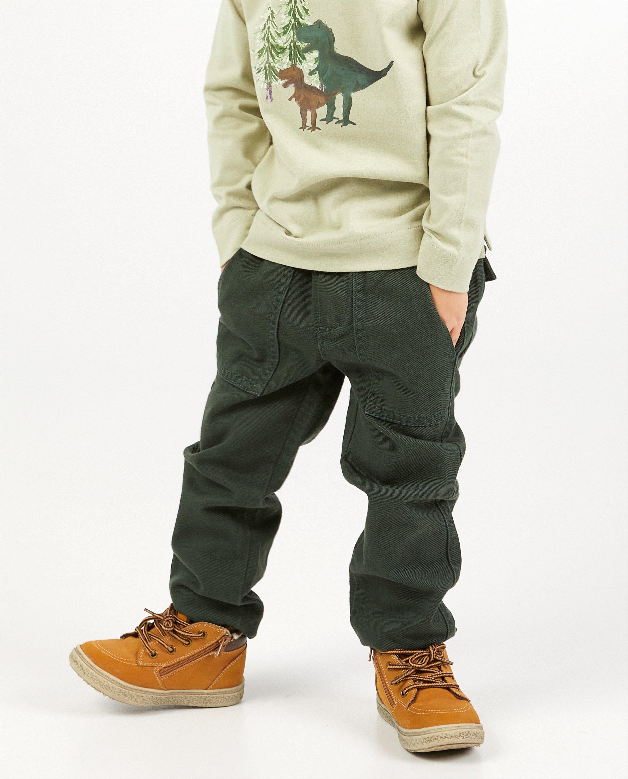 Broeken - Donkergroene broek met veterlint