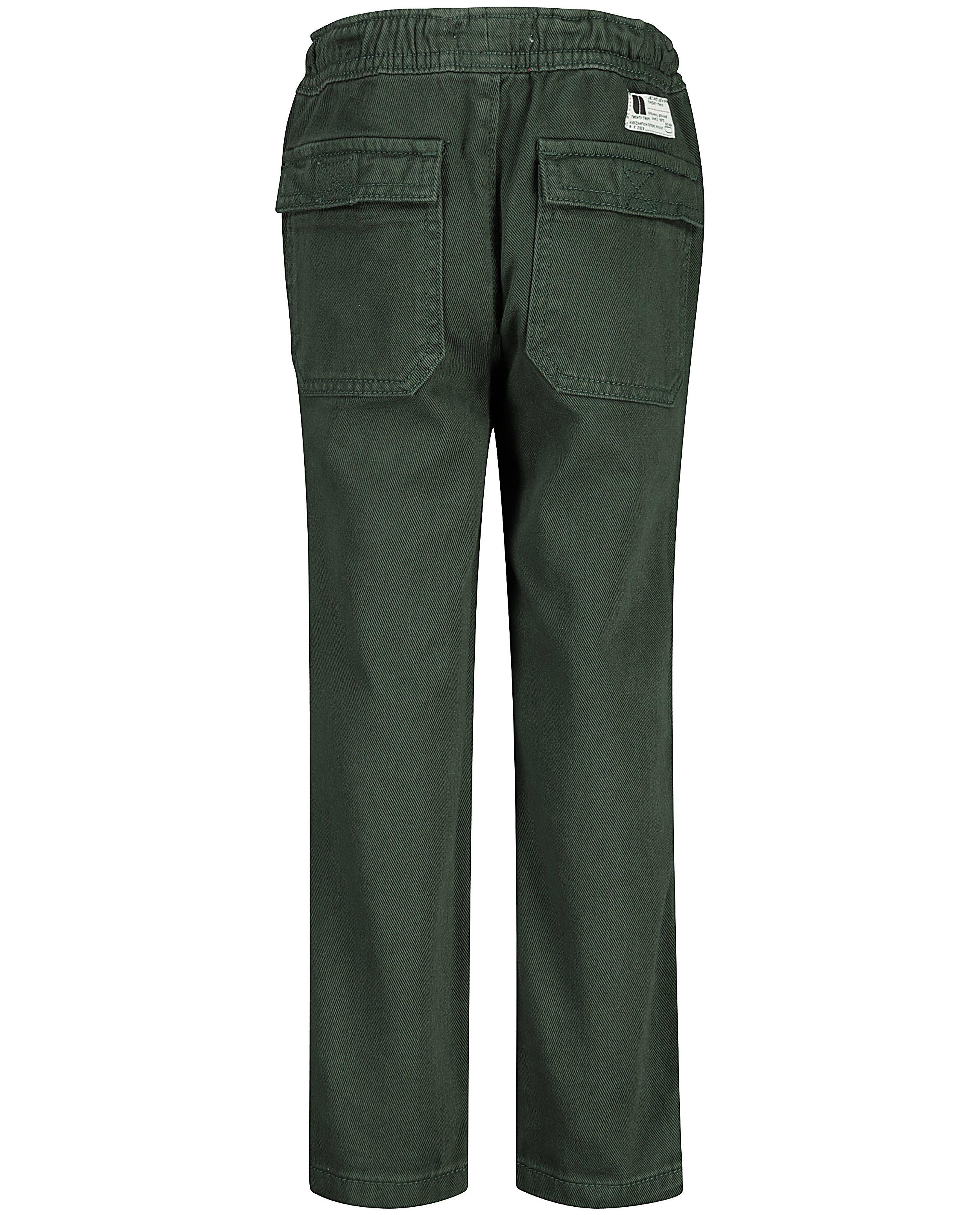 Broeken - Donkergroene broek met veterlint