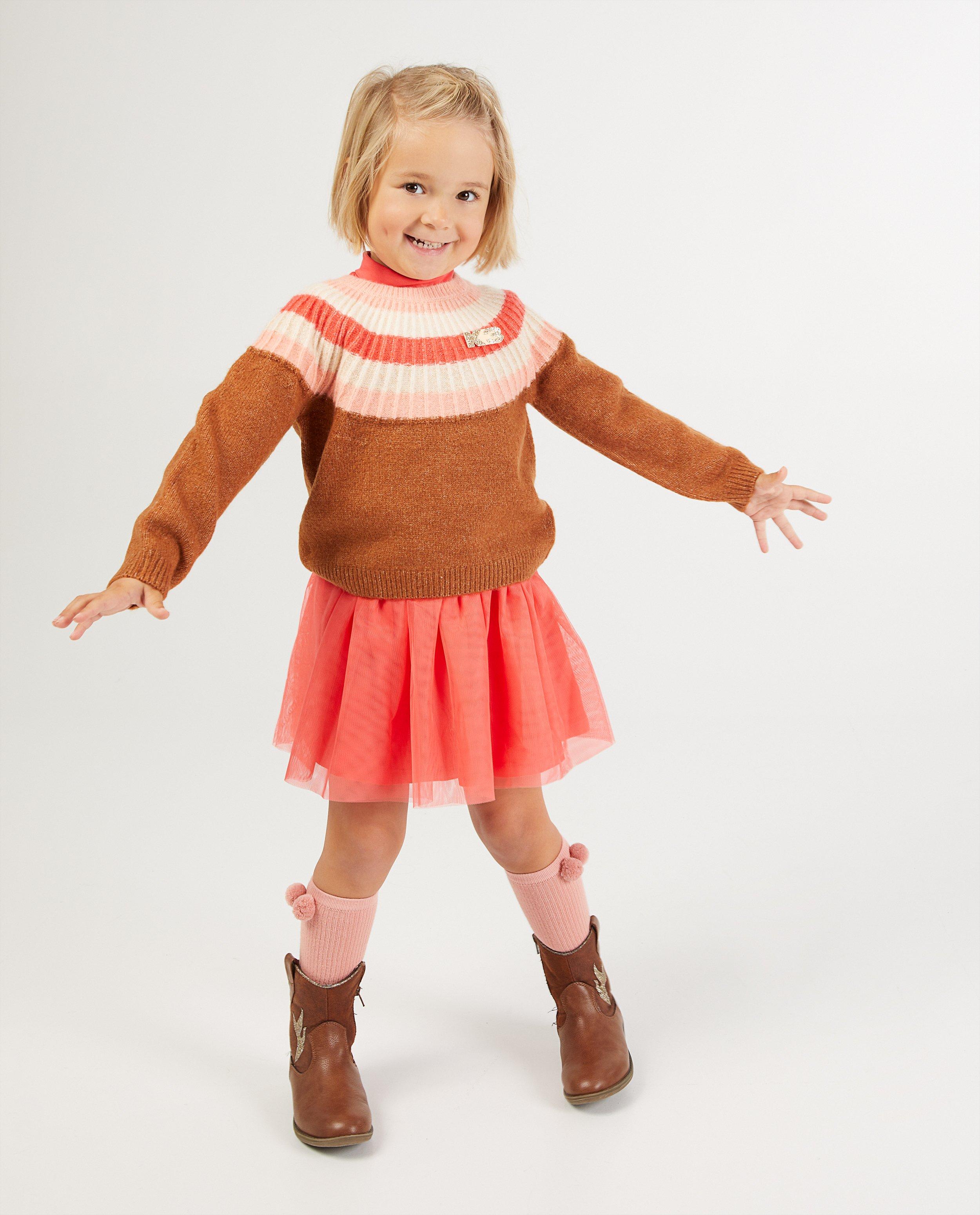 Pull beige à rayures K3 - fin tricot - K3
