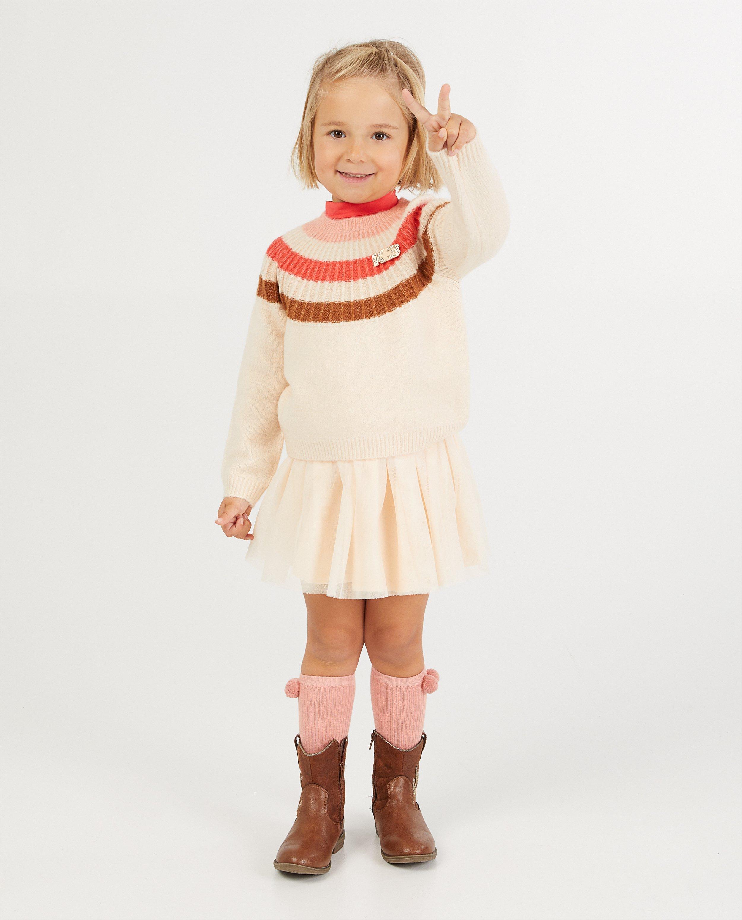 Pull beige à rayures K3 - fin tricot - K3
