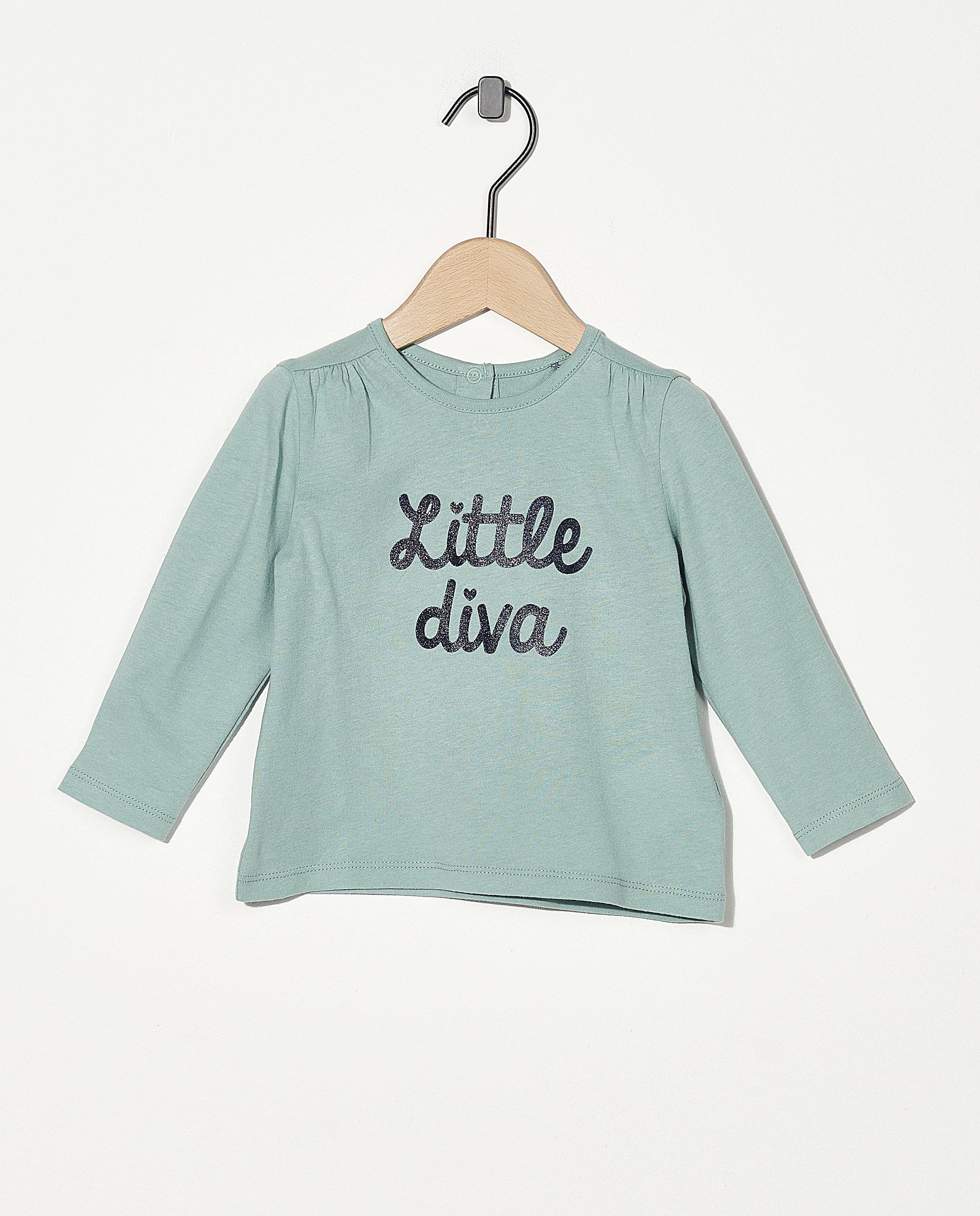 T-shirt à manches longues avec inscription BESTies - bleu clair - Besties