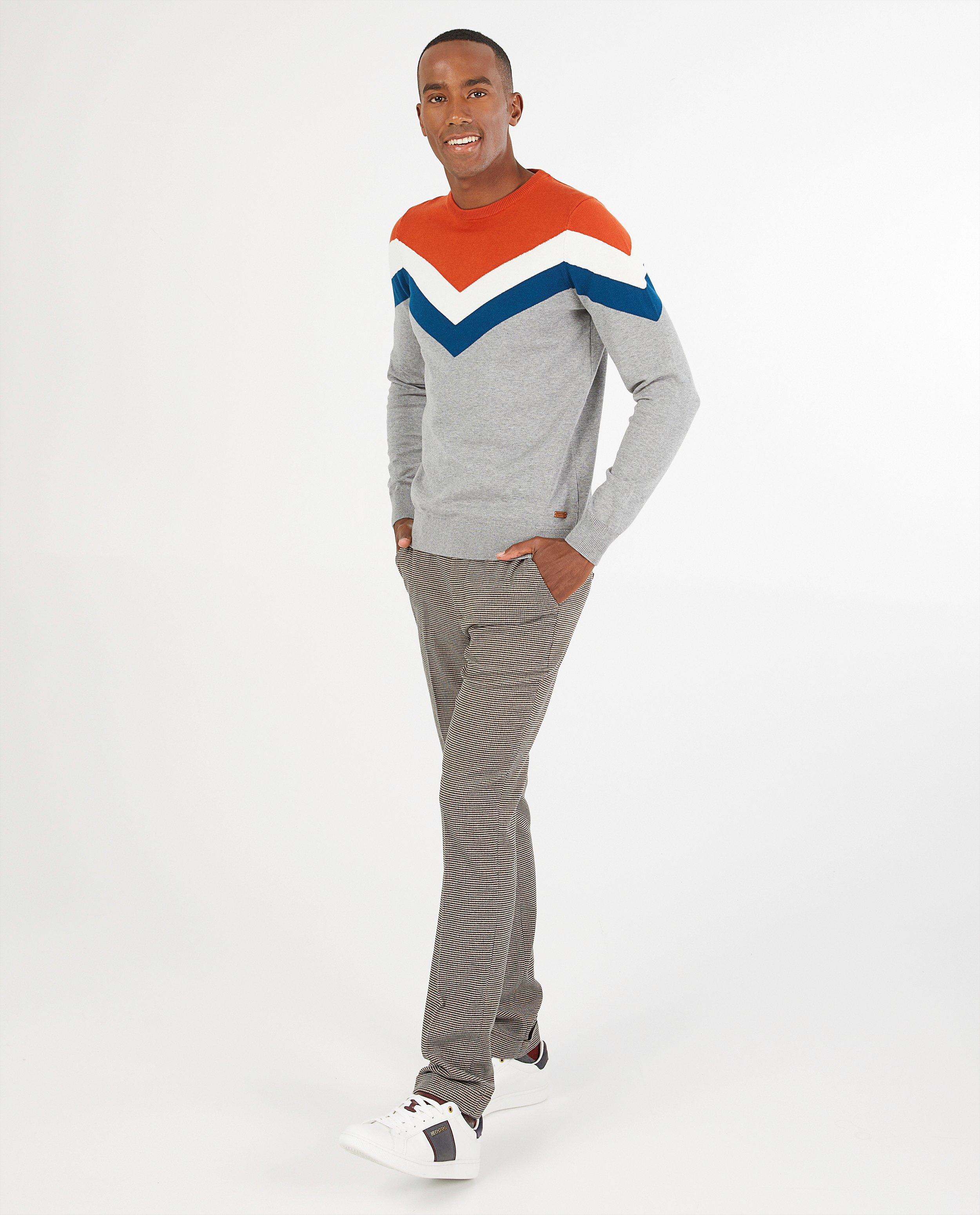 Pull orange-gris Hampton Bays - en fin tricot - Hampton Bays