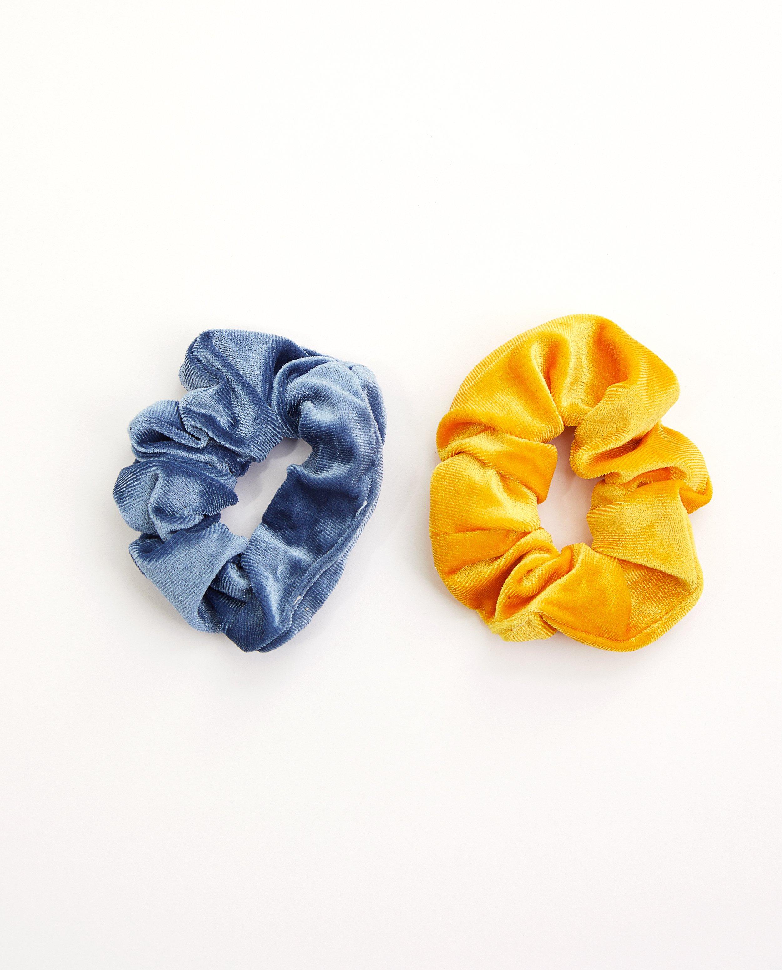 Lot de 2 chouchous - jaune ocre - gris bleu - jbcc