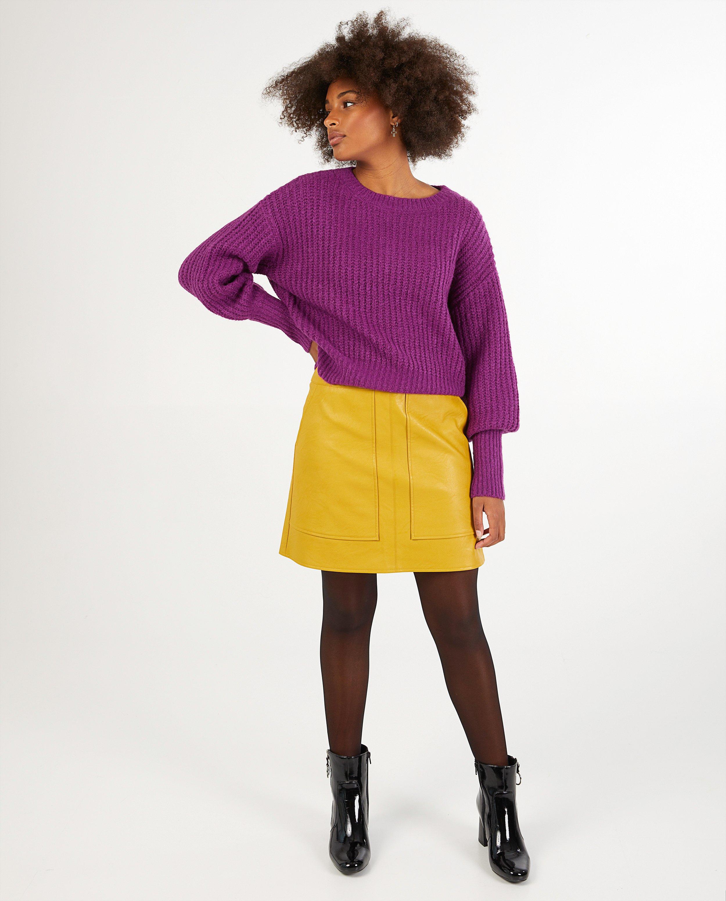Jupe jaune en similicuir Karen Damen - unie - Karen Damen