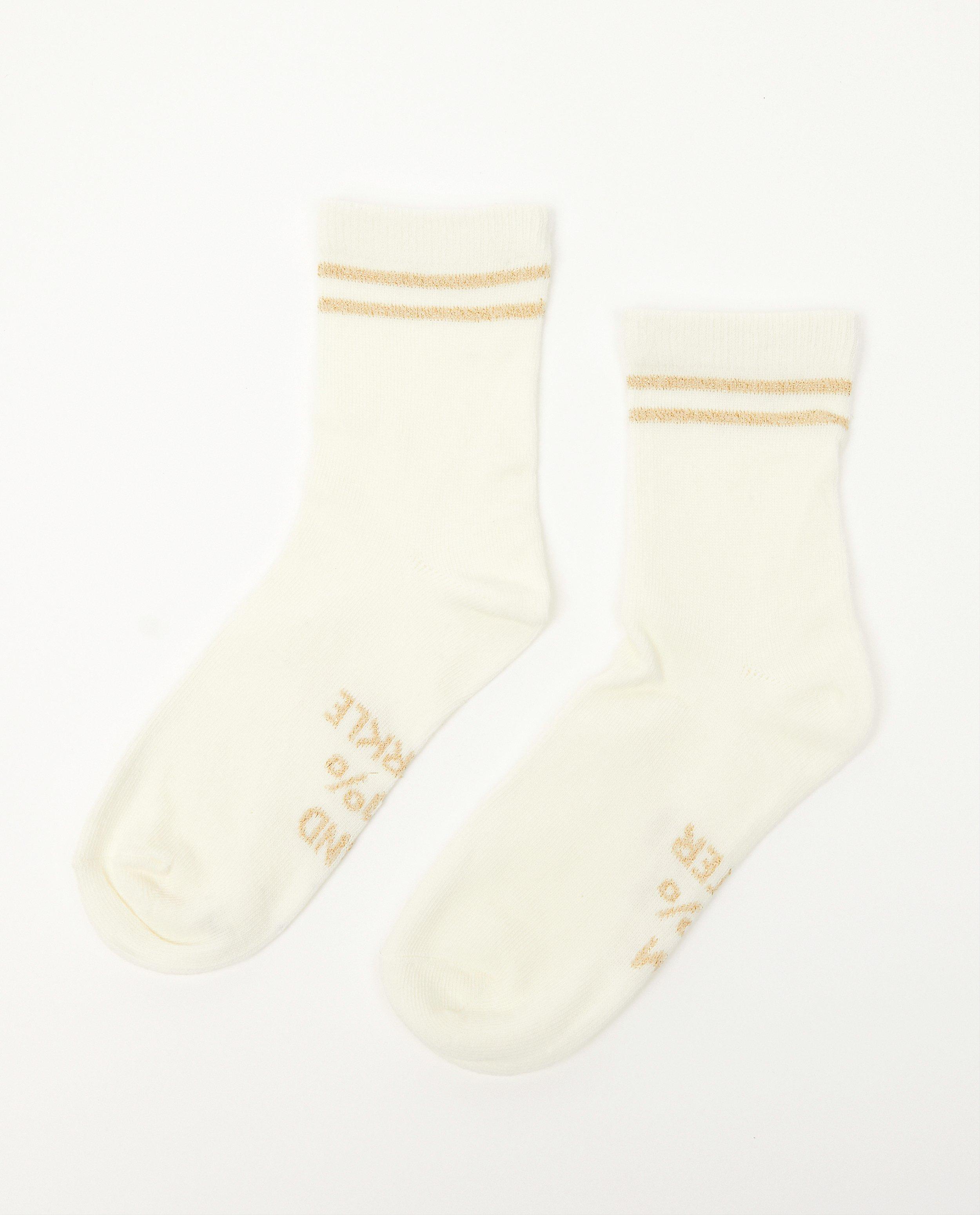 Chaussettes blanches à inscription - fil métallisé - JBC