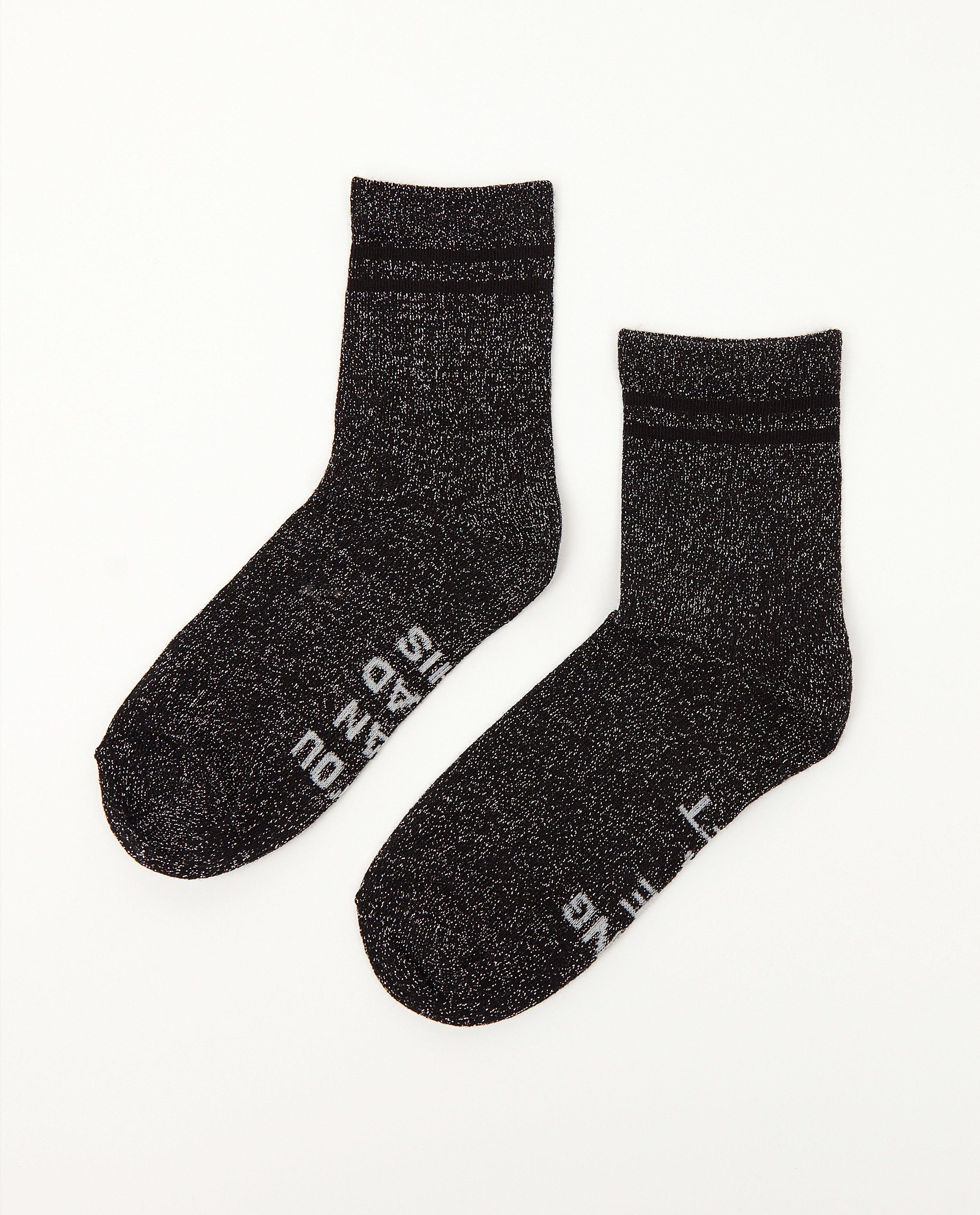 Chaussettes noires avec une inscription - fil métallisé - JBC