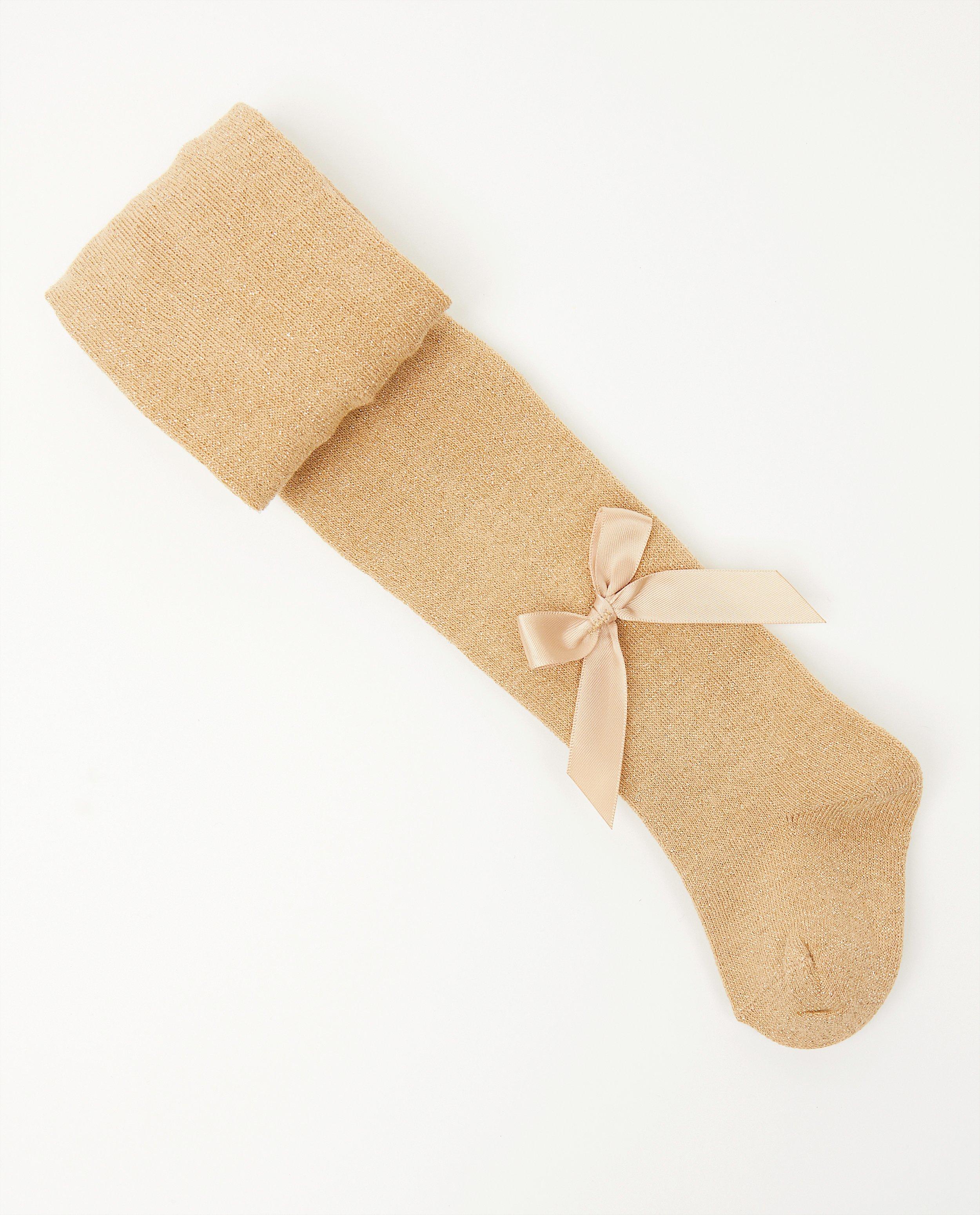Gouden kousenbroek met metaaldraad - en strikje - Cuddles and Smiles