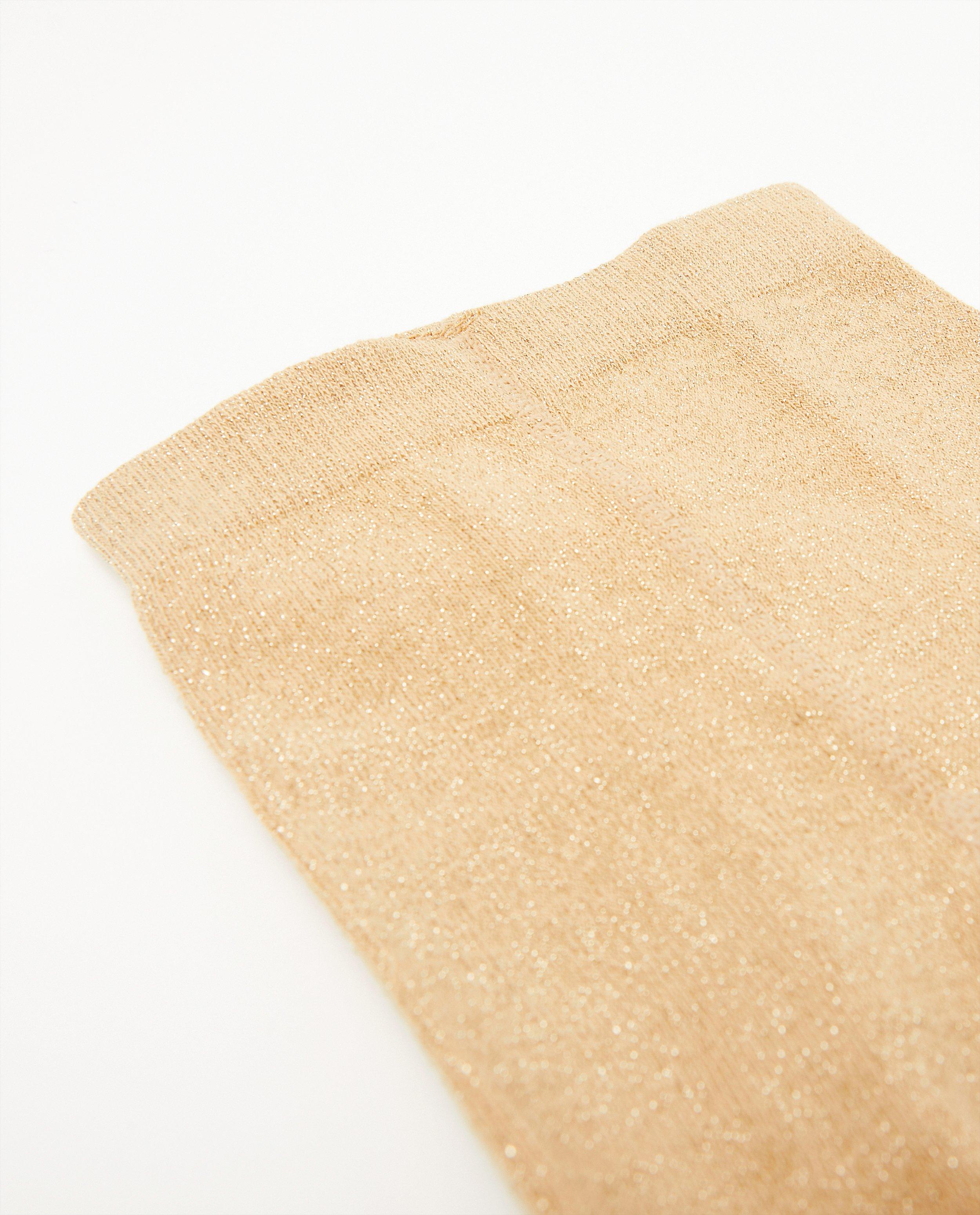 Kousen - Beige kousenbroek met metaaldraad