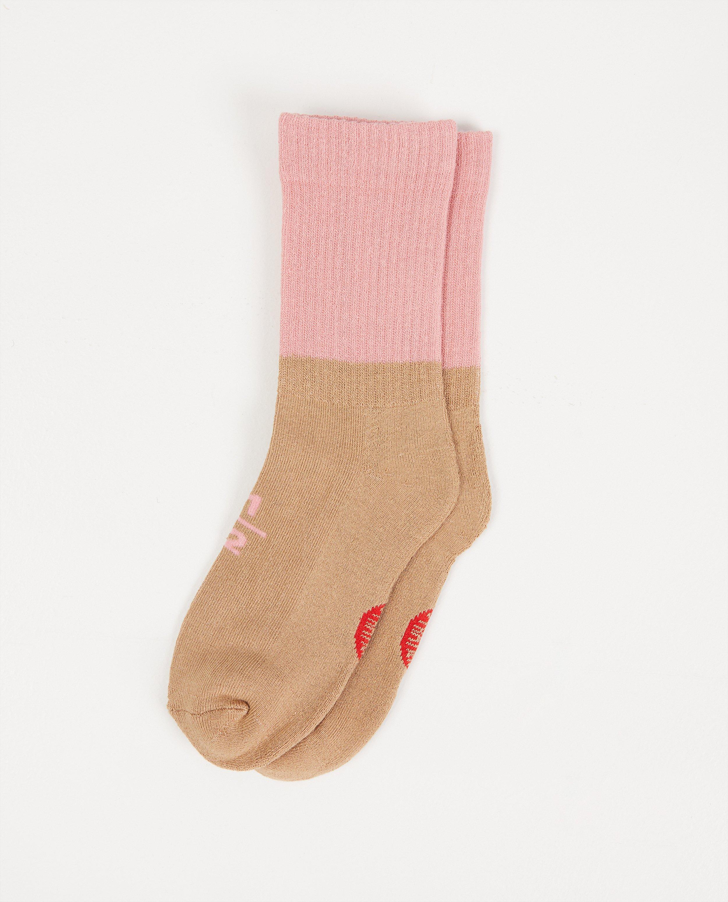 Chaussettes brun-rose Stratier - avec relief côtelé - Stratier