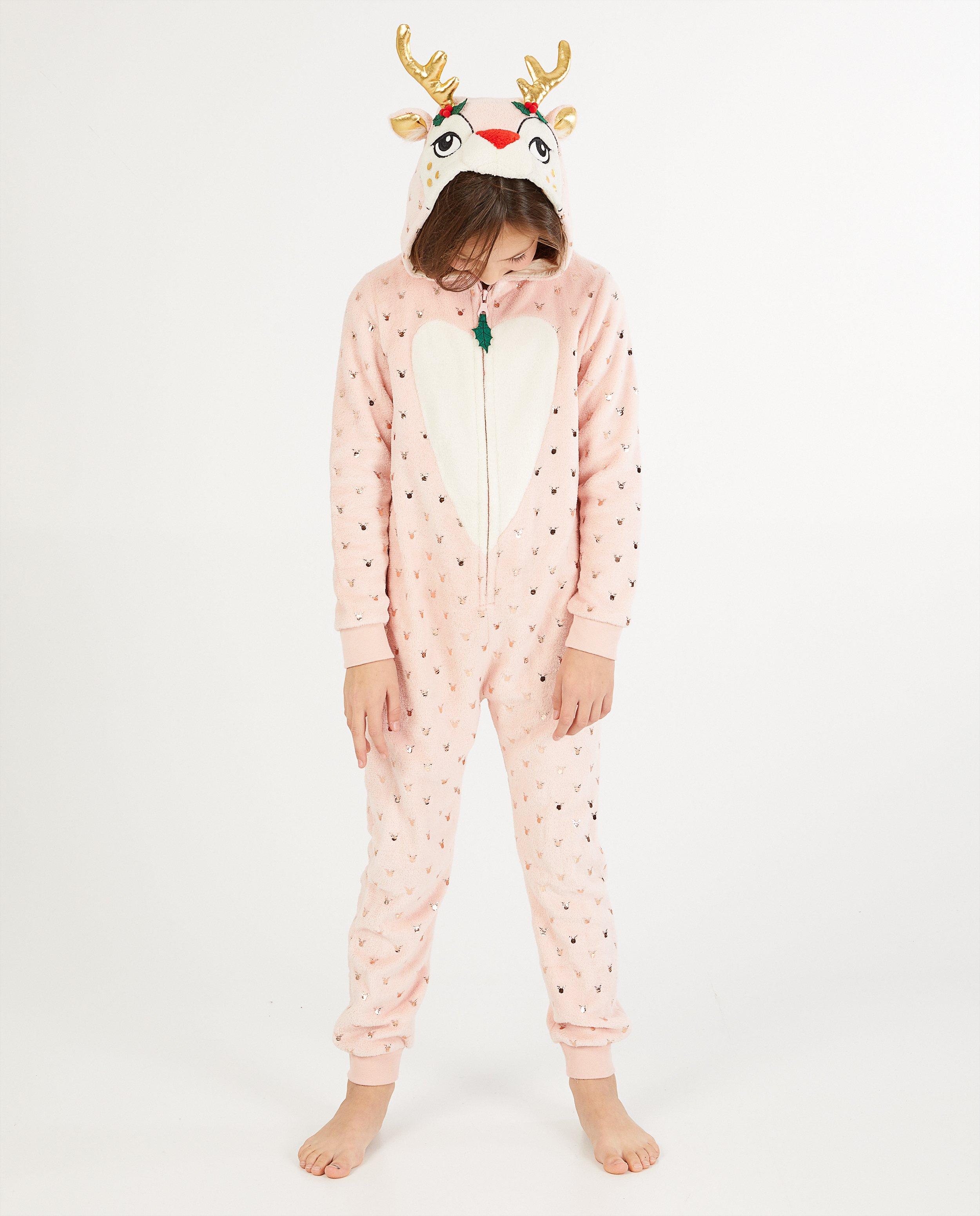 Roze rendier-onesie - fleece - Fish & Chips