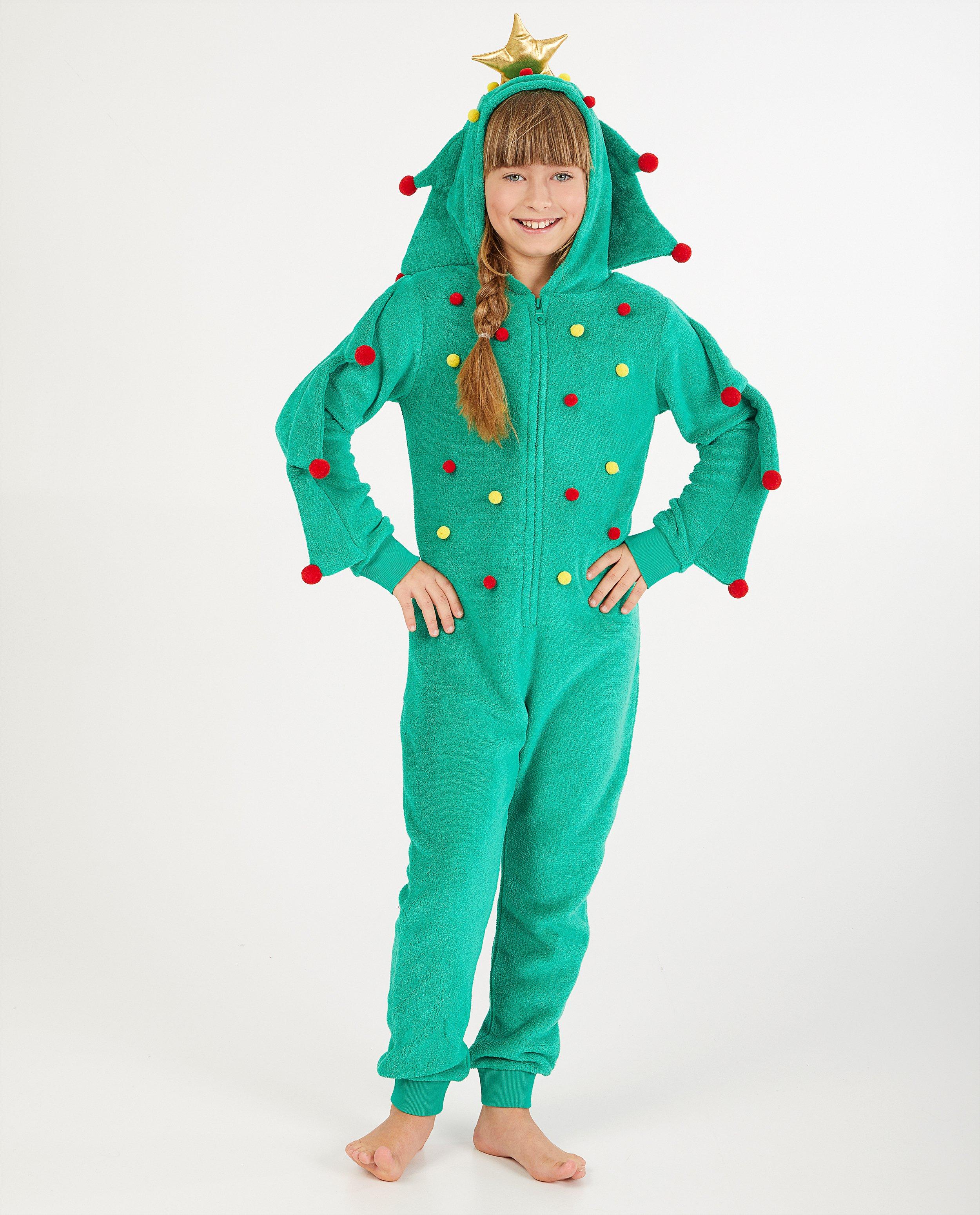 Groene kerstboom-onesie - fleece - Fish & Chips