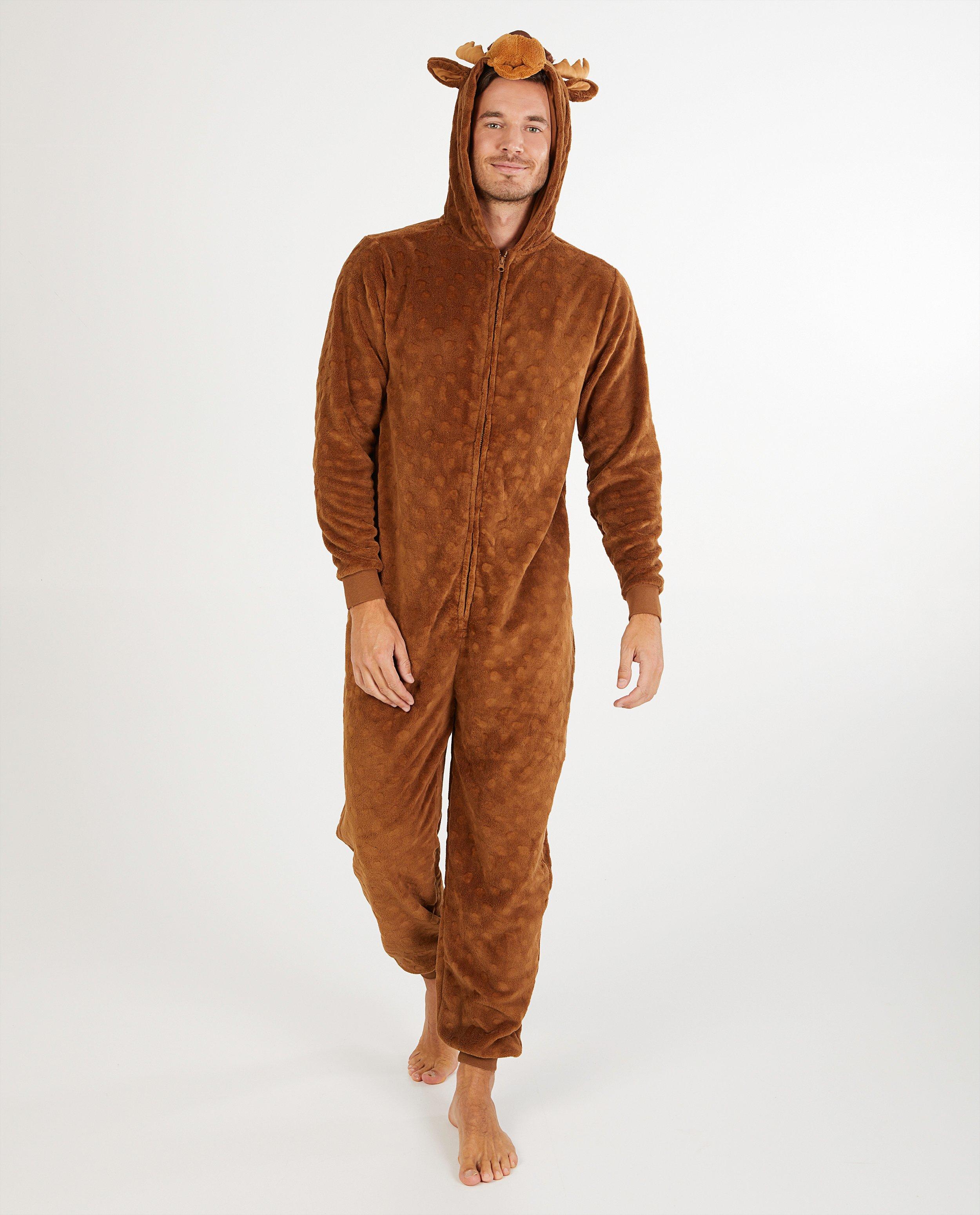Rendier Onesie | Eendelig kostuum met capuchon | Herten Onesie Nachtkleding, Kerst- en podiumprestatiekleding Honhoha
