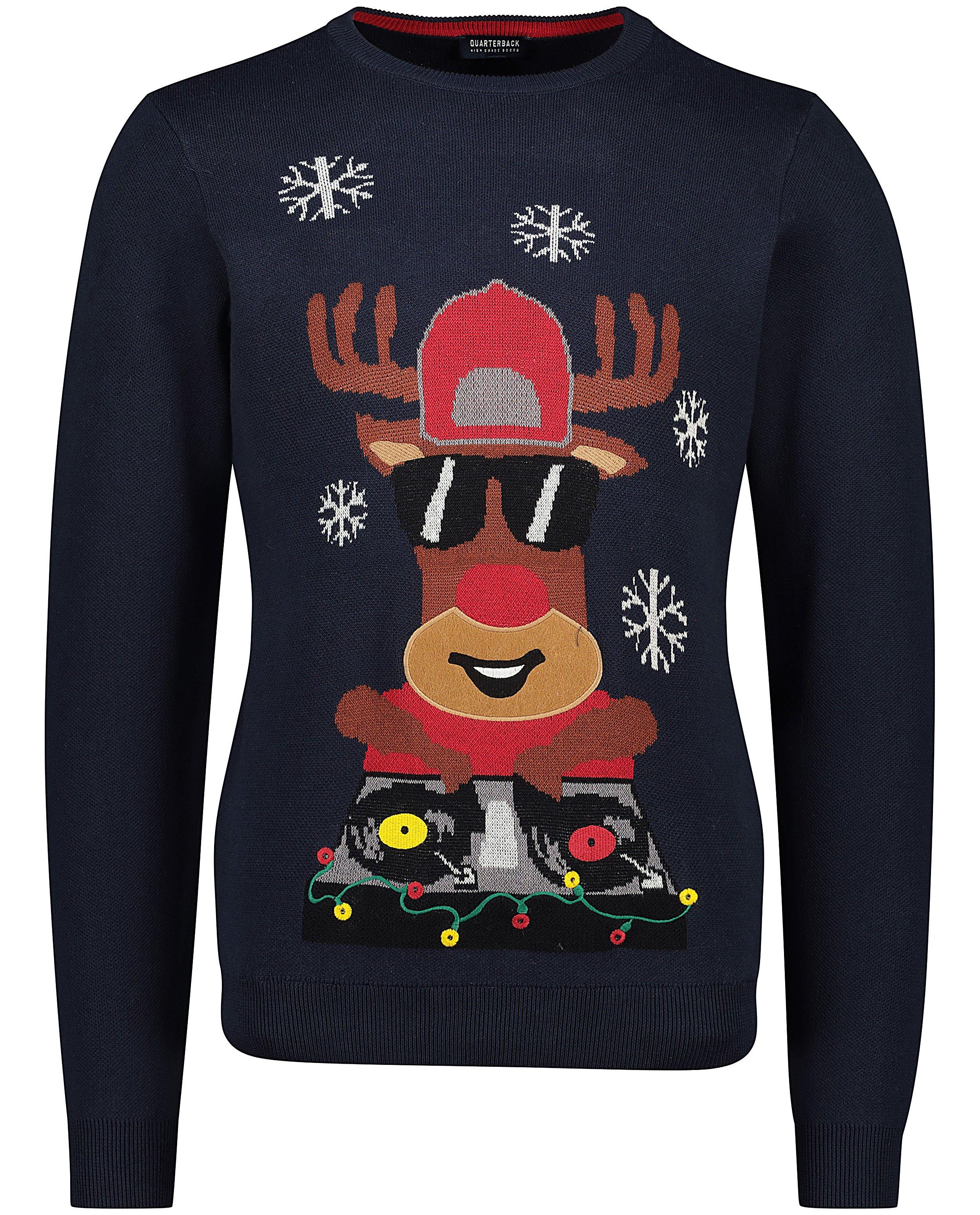 Pull de Noël avec imprimé de Rudolphe en fin tricot Quarterback