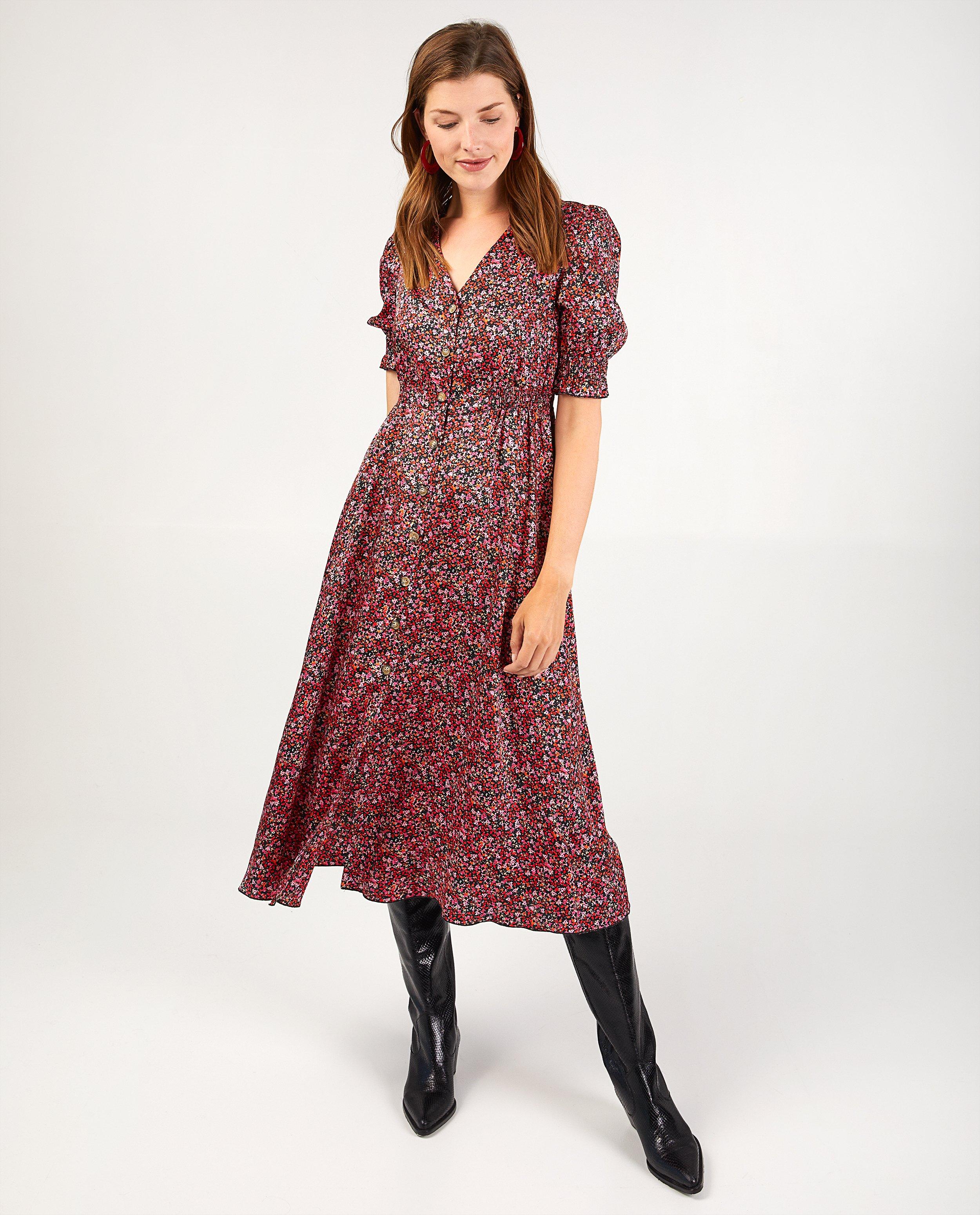 Zwarte jurk met bloemenprint Youh! - Product Detail - rood - afbeelding nummer 1