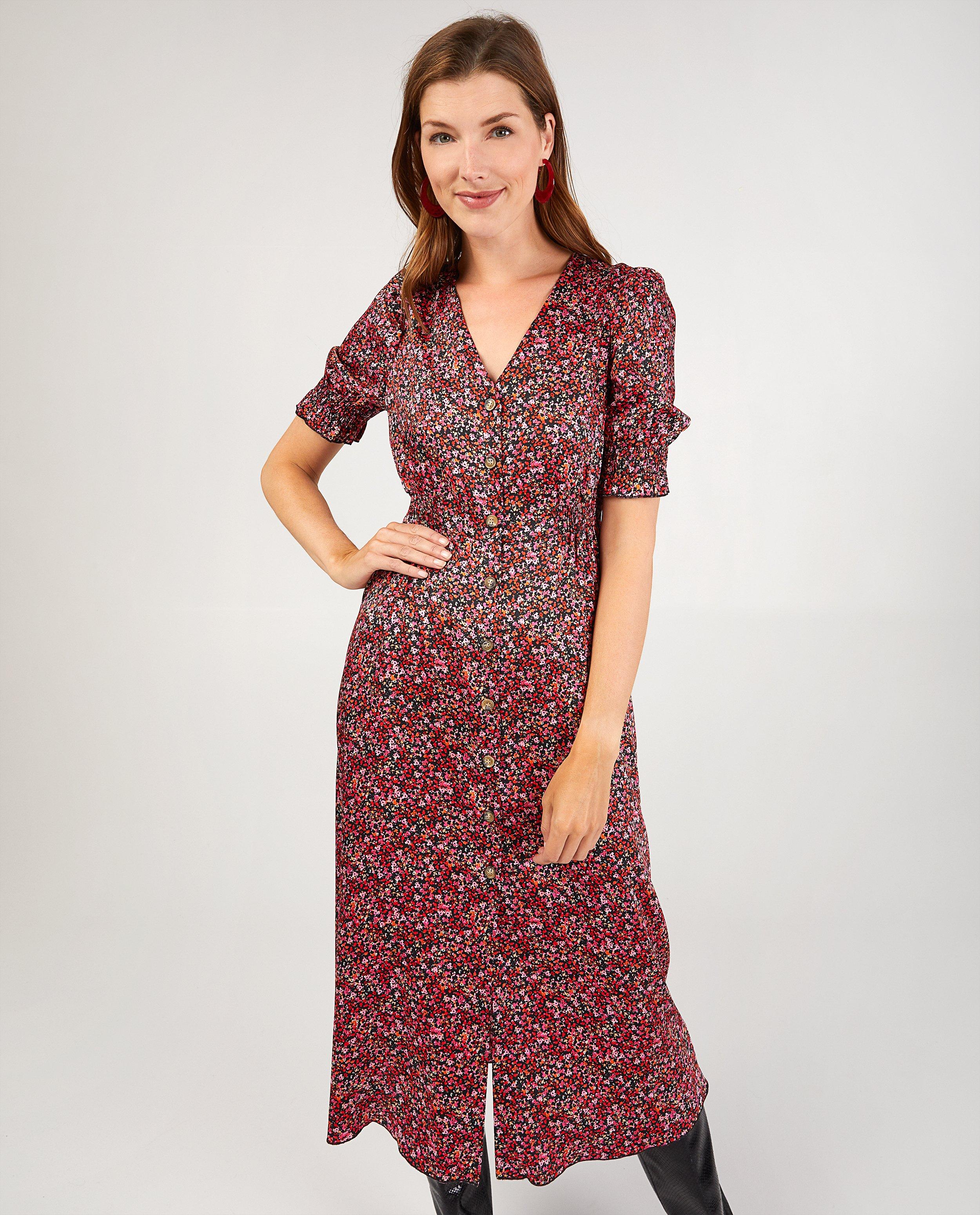 Zwarte jurk met bloemenprint Youh! - Product Detail - rood - afbeelding nummer 2