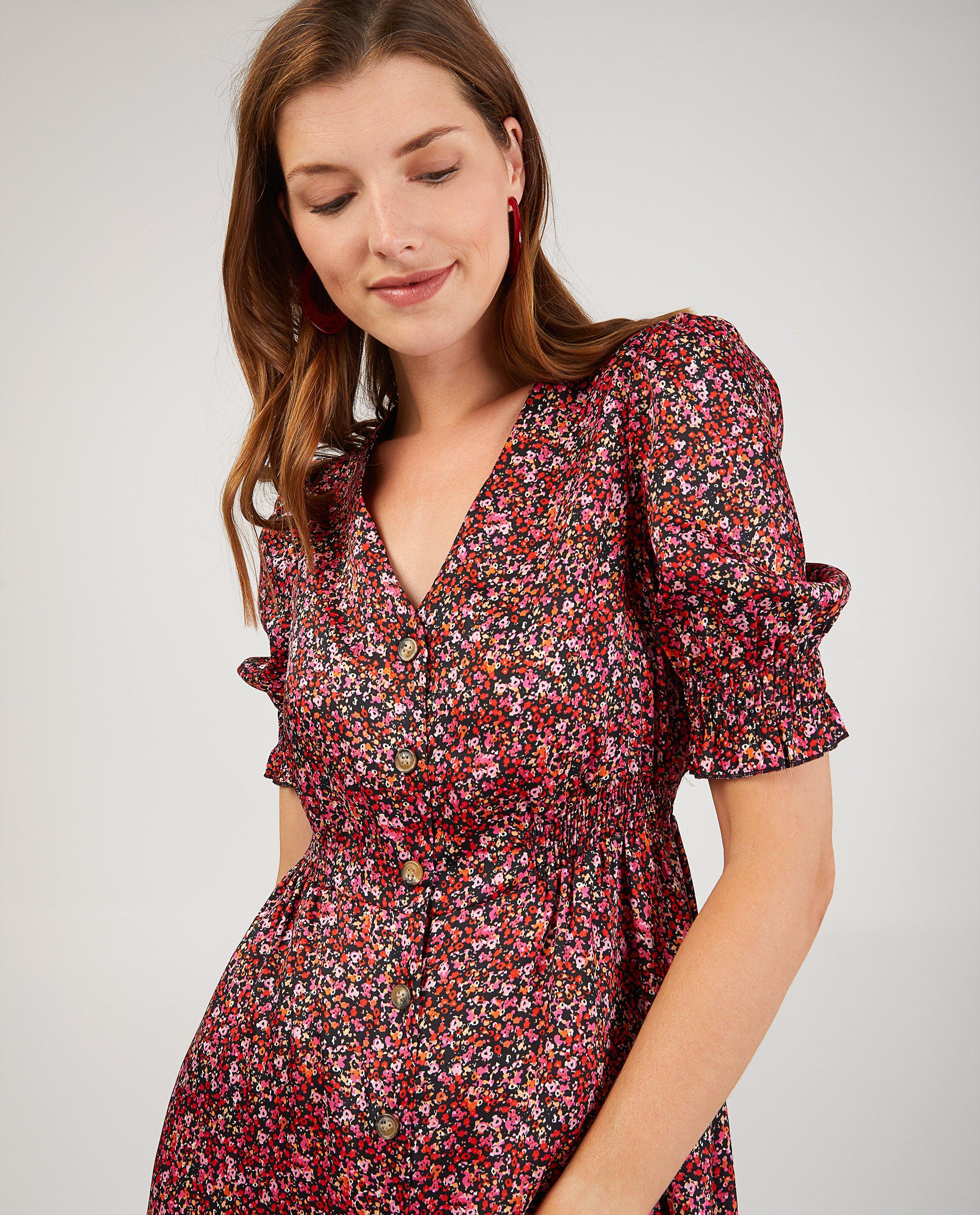 Zwarte jurk met bloemenprint Youh! - Product Detail - rood - afbeelding nummer 4