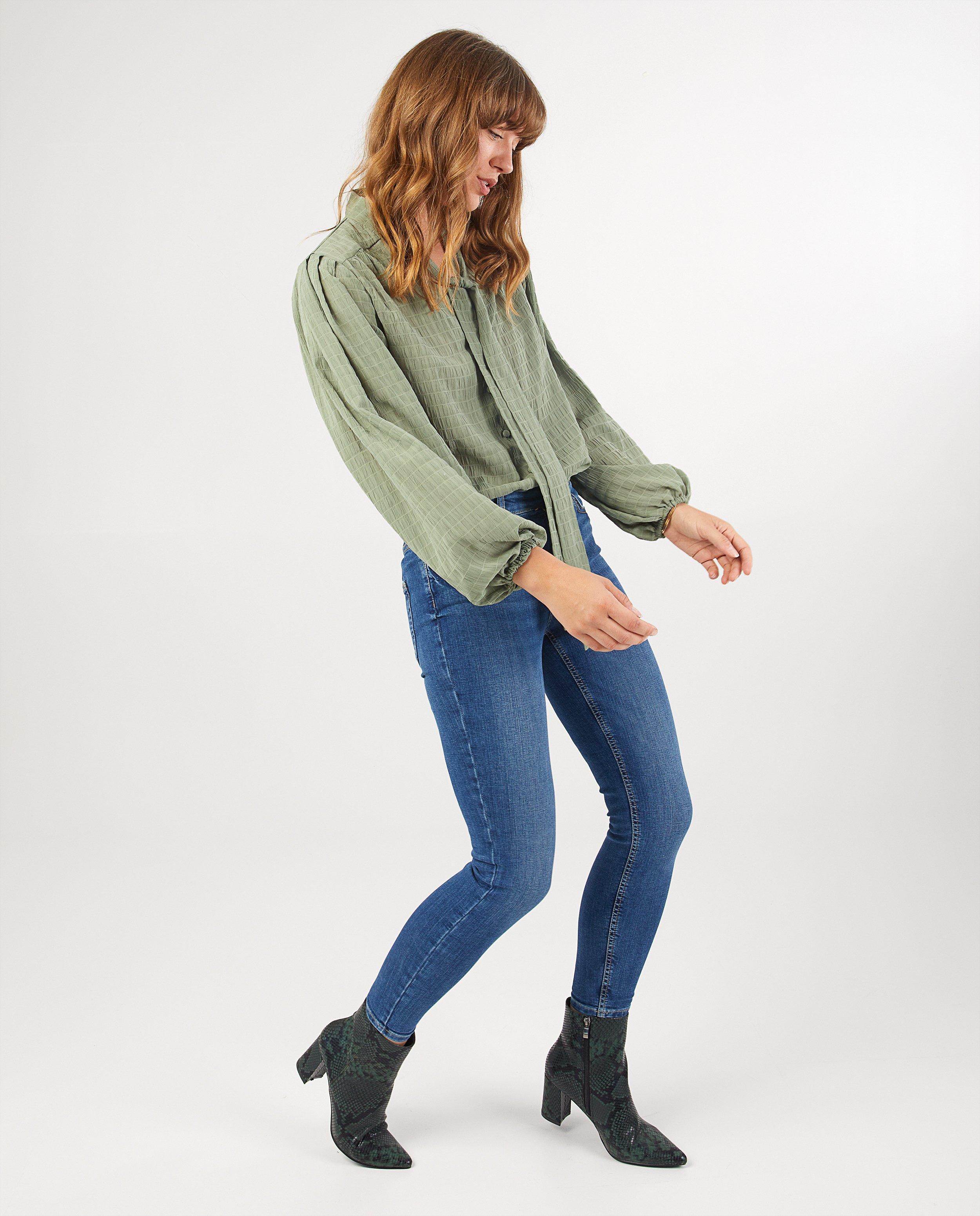 Groene blouse met knooplint Youh! - met reliëf - Youh!