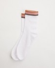 Chaussettes blanches à bord rayé - avec fil métallisé - JBC
