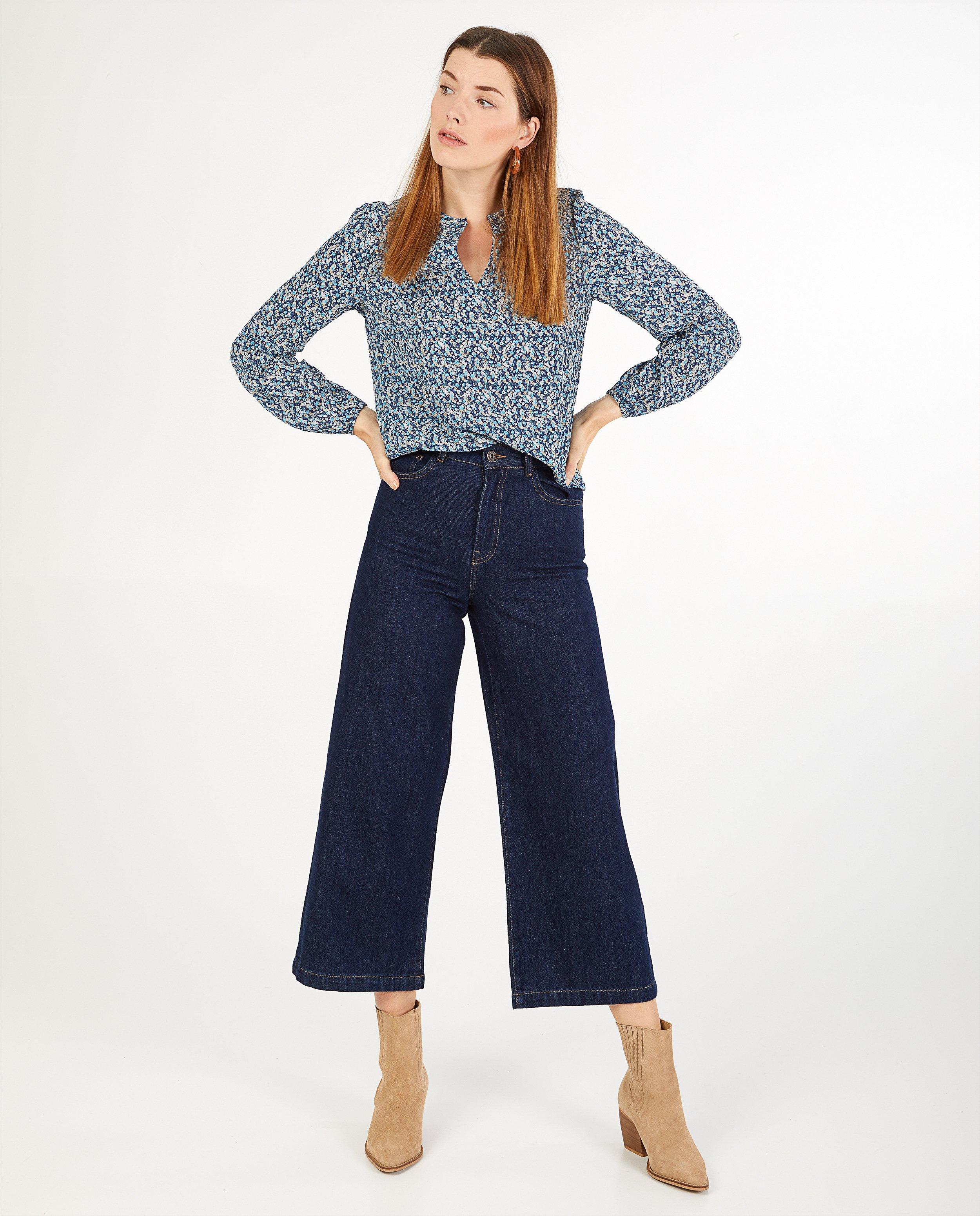 Blauwe blouse met print Sora - allover - Sora