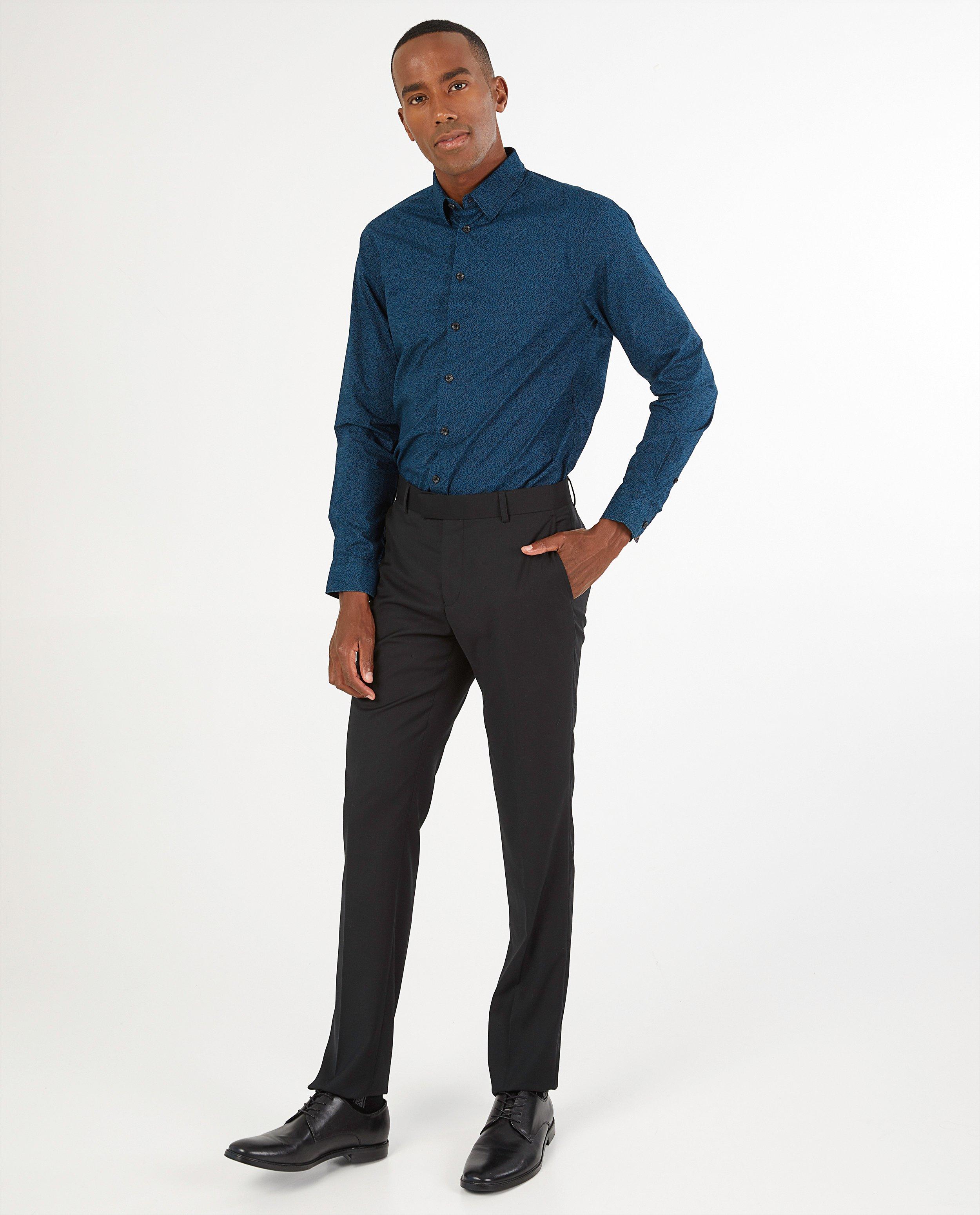 Chemise bleue à imprimé - imprimé intégral - Iveo