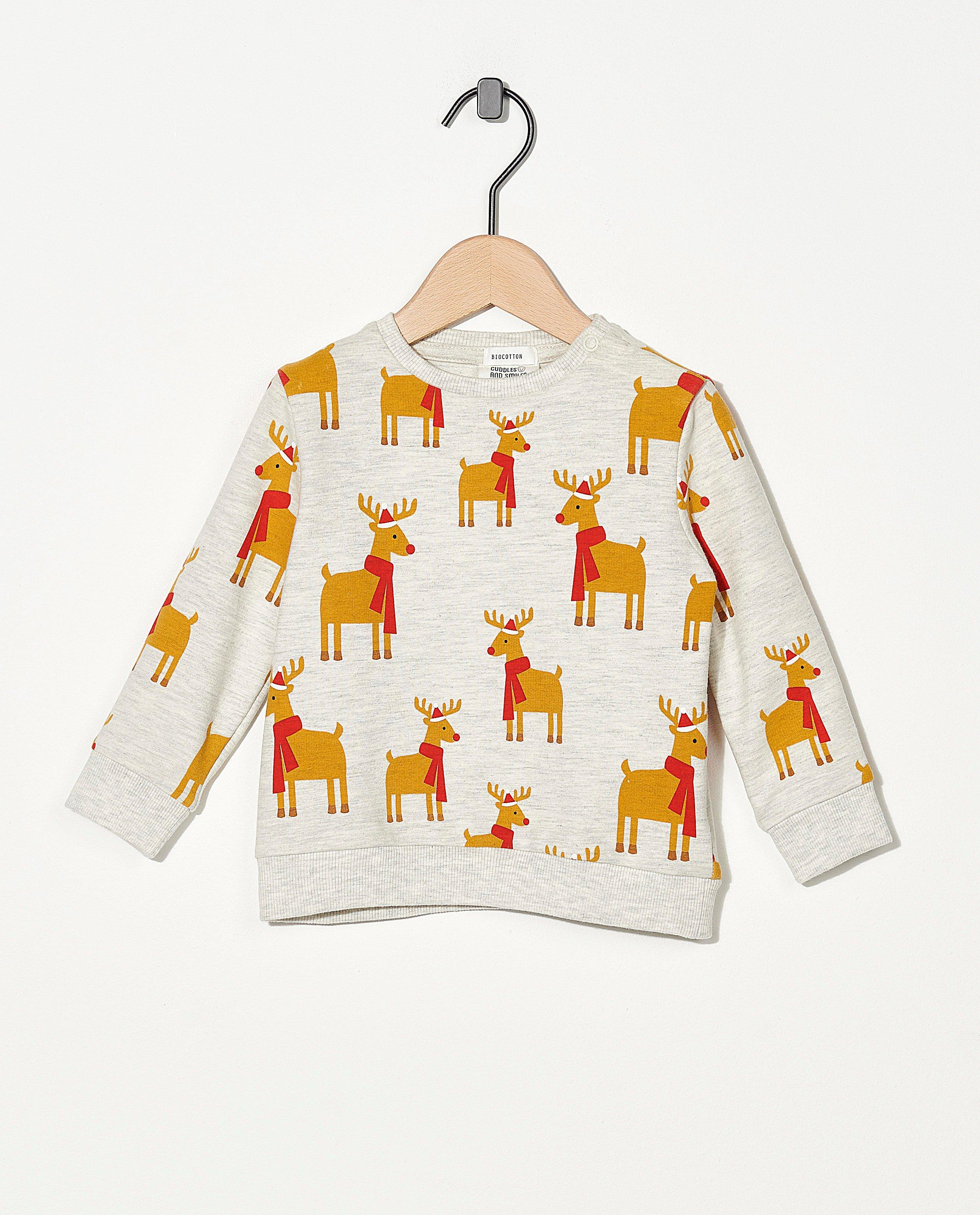 Sweat beige en coton bio - imprimé intégral - Cuddles and Smiles