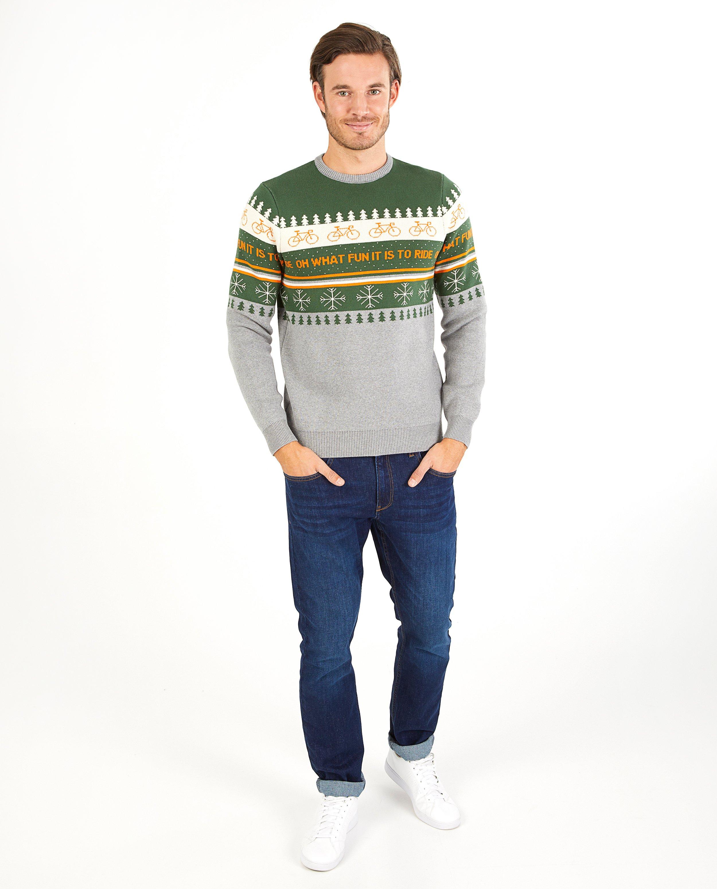 Pull de Noël vert-gris Baptiste - en fin tricot - Baptiste