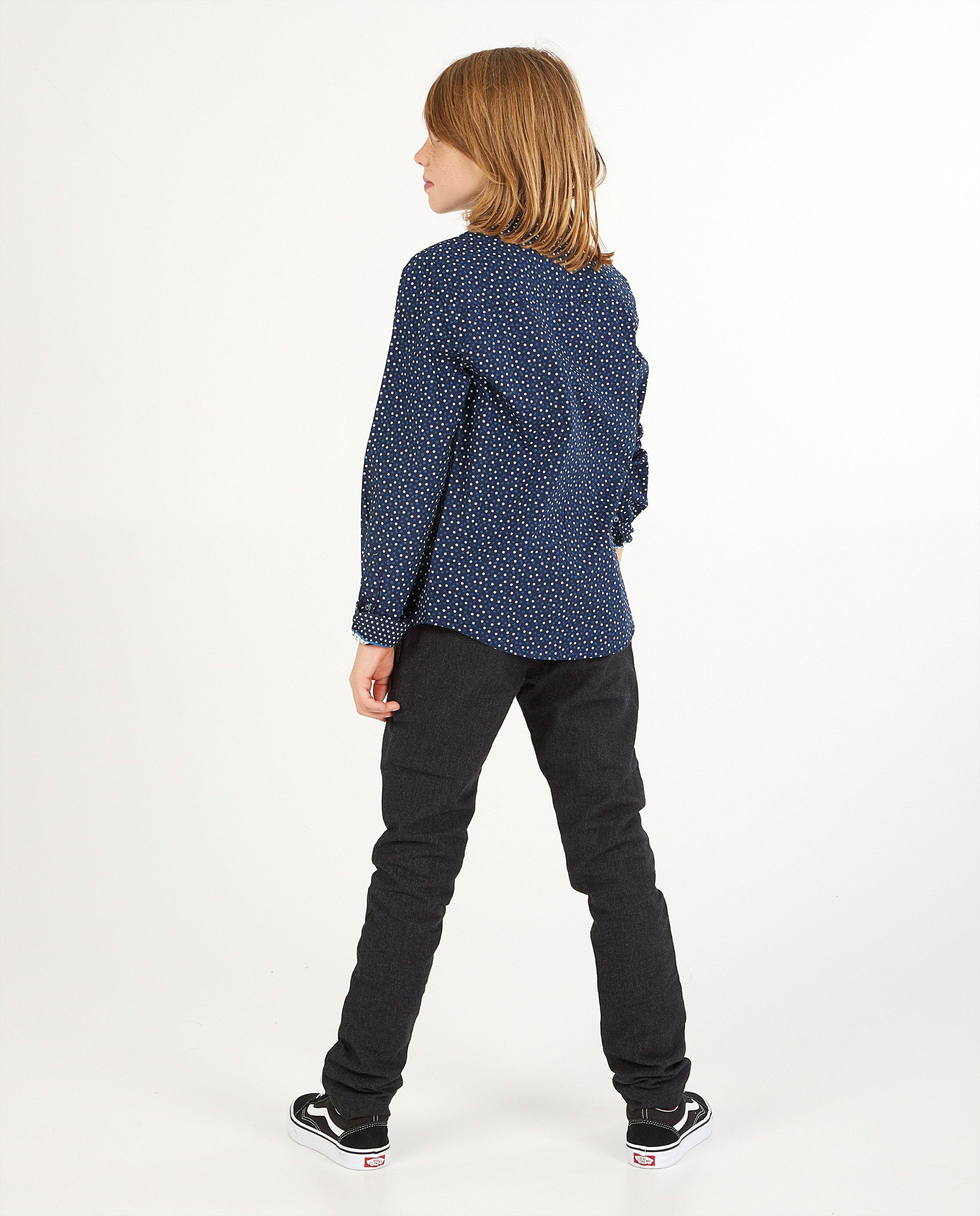 Chemises - Blauw hemd met print, 7-14 jaar