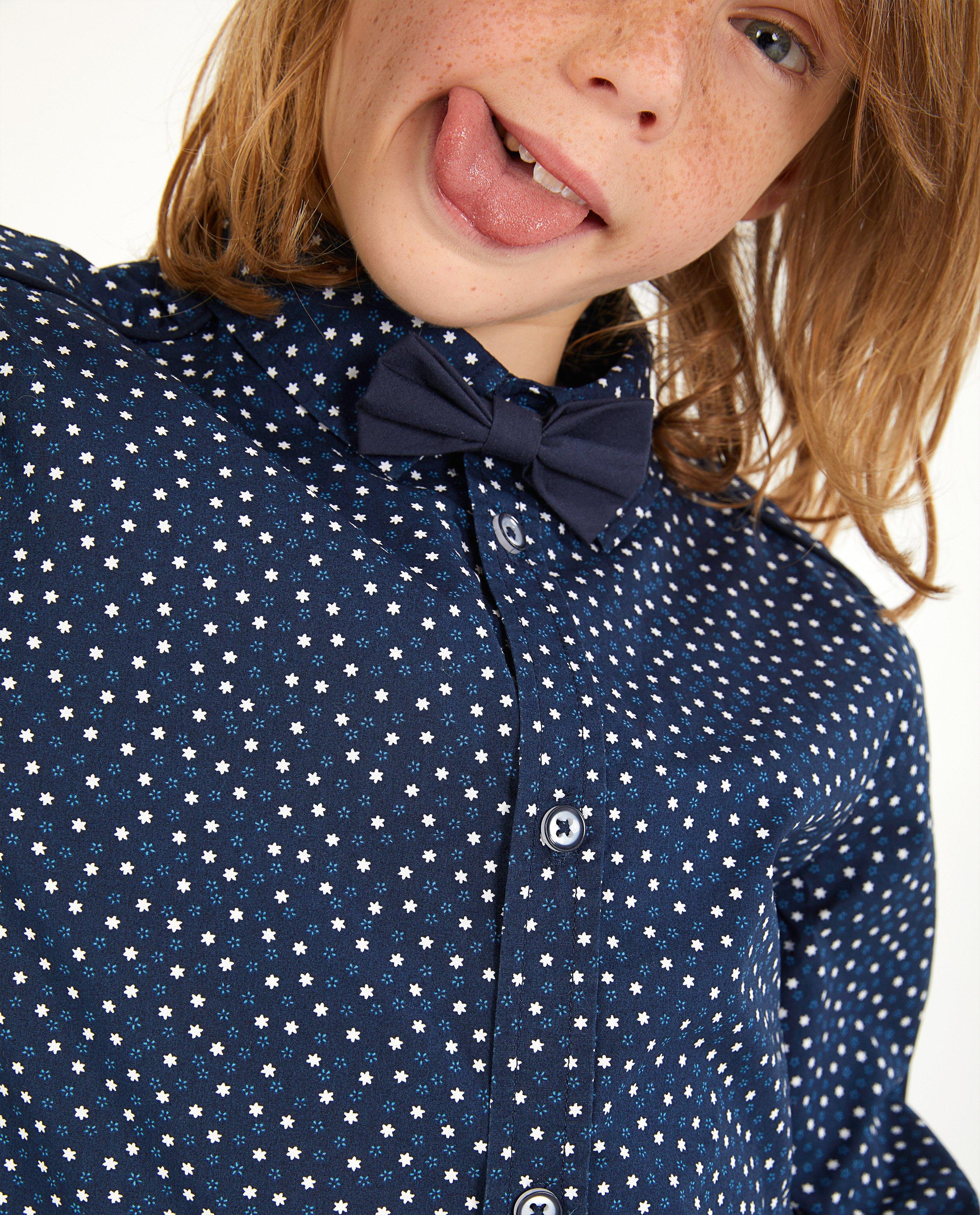 Chemises - Blauw hemd met print, 7-14 jaar