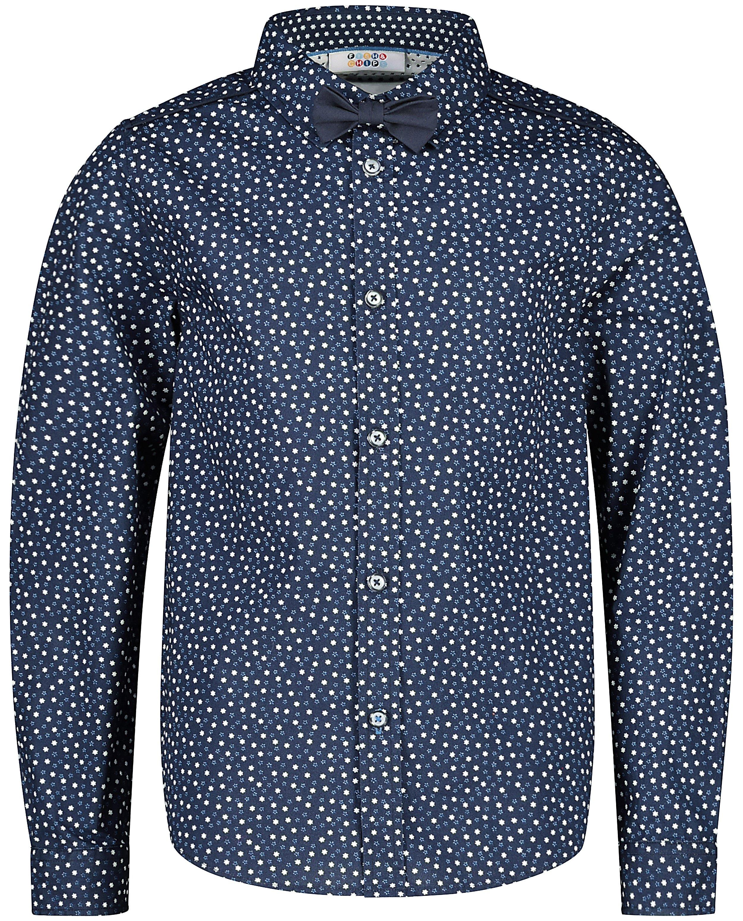 Chemises - Blauw hemd met print, 7-14 jaar