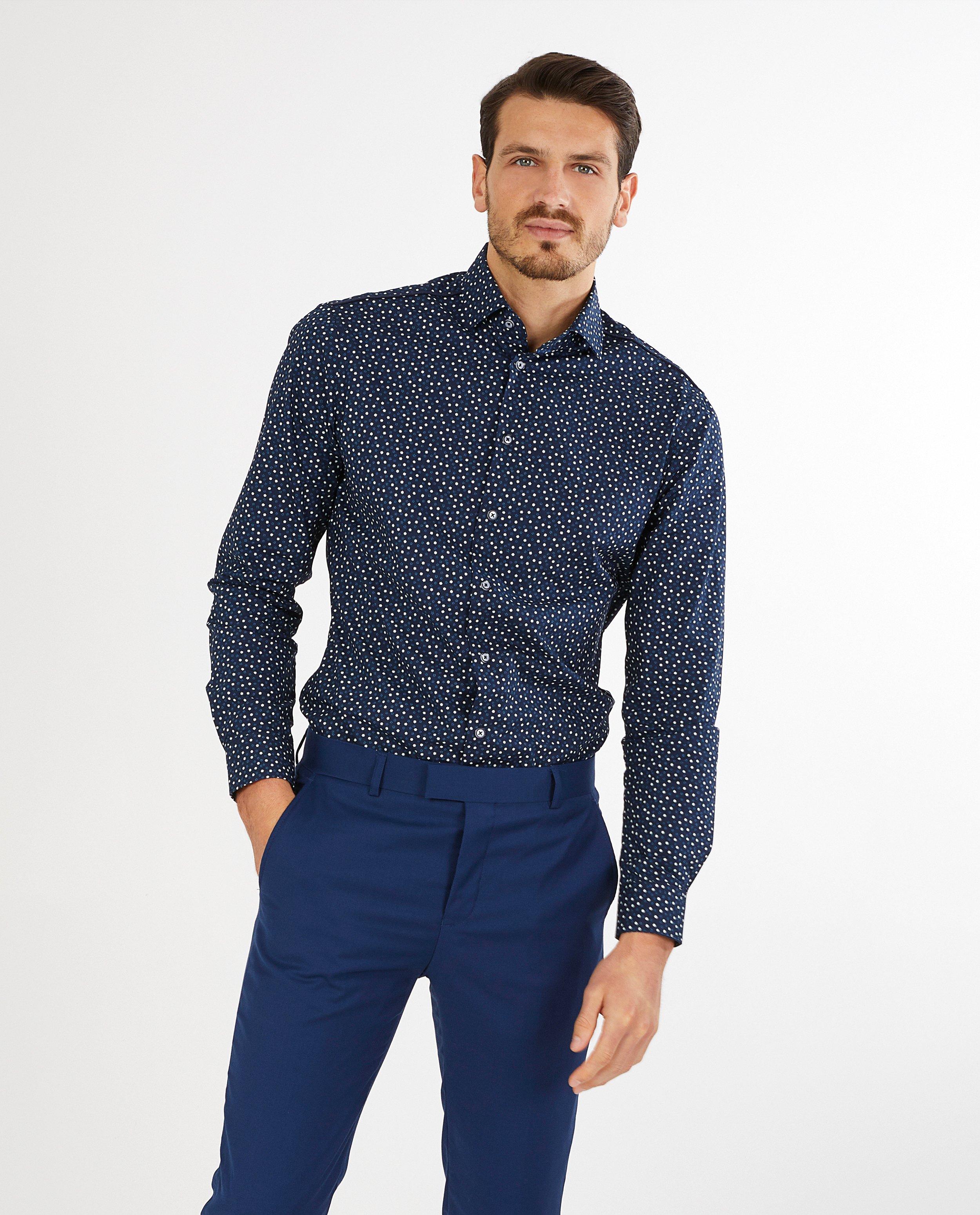 Hemden - Blauw hemd met print