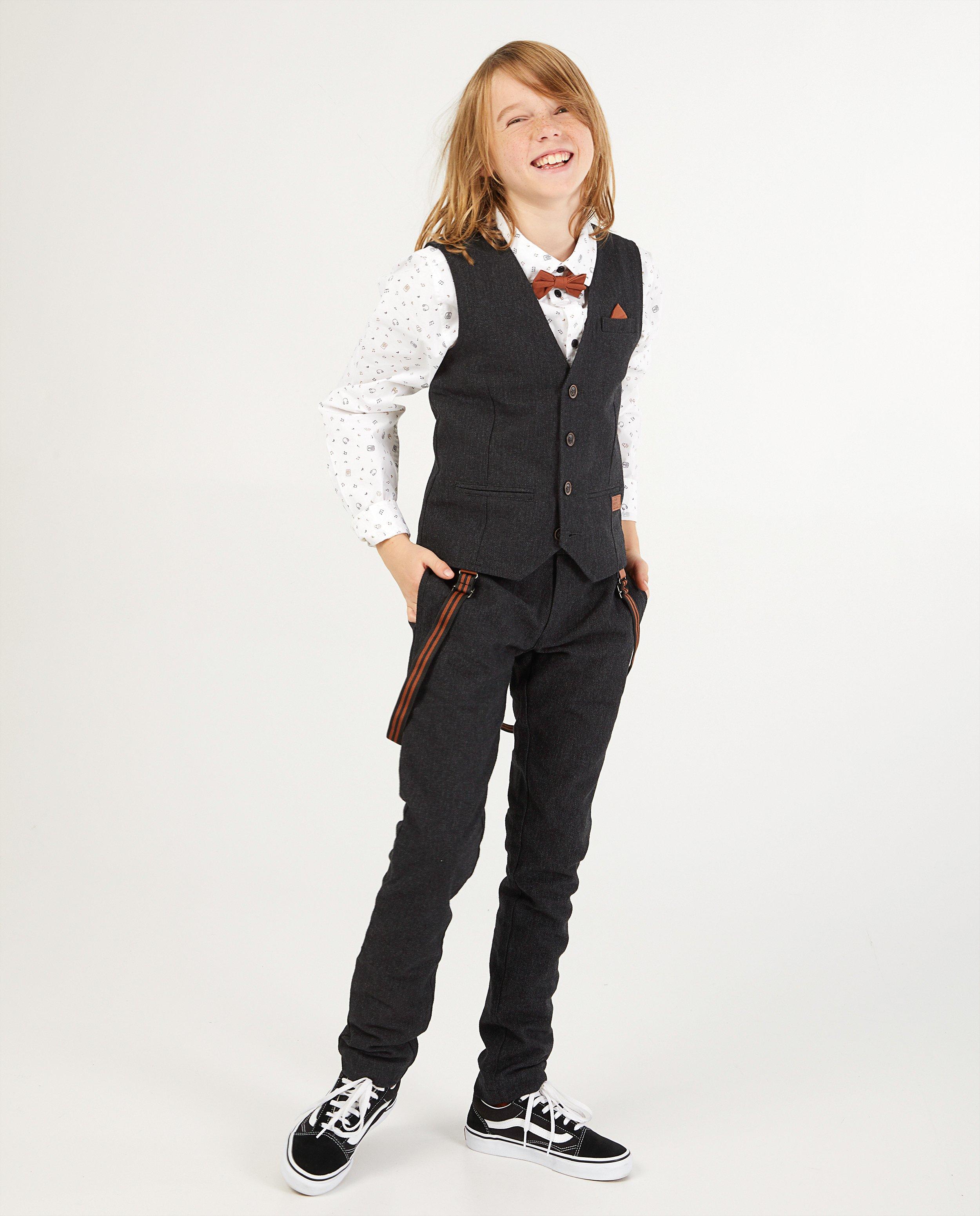 Zwarte gilet met visgraatmotief - met pochet - Fish & Chips