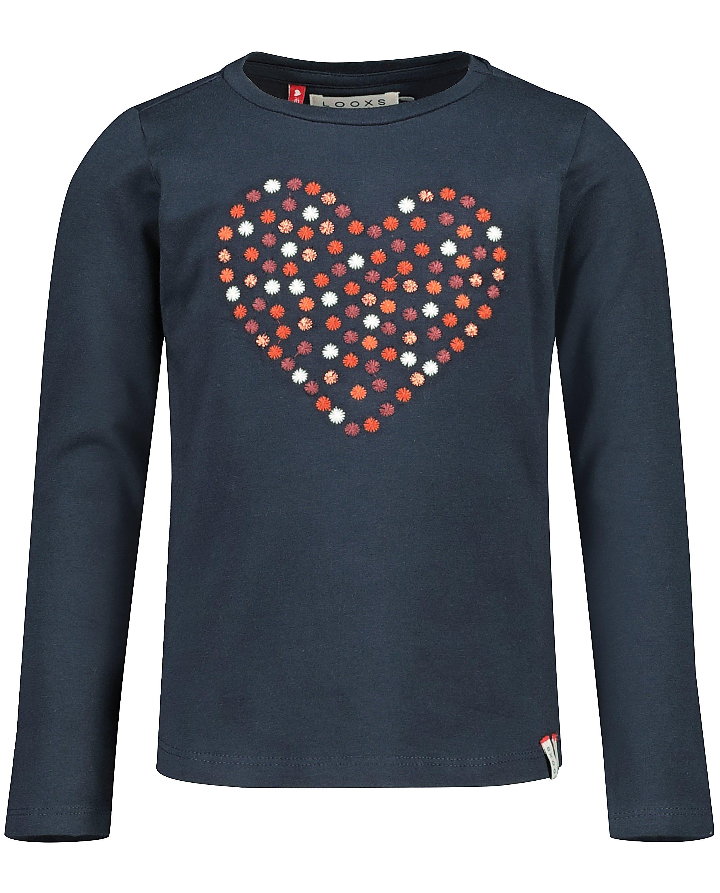 Blauwe longsleeve met hartje Looxs - geborduurd - Looxs