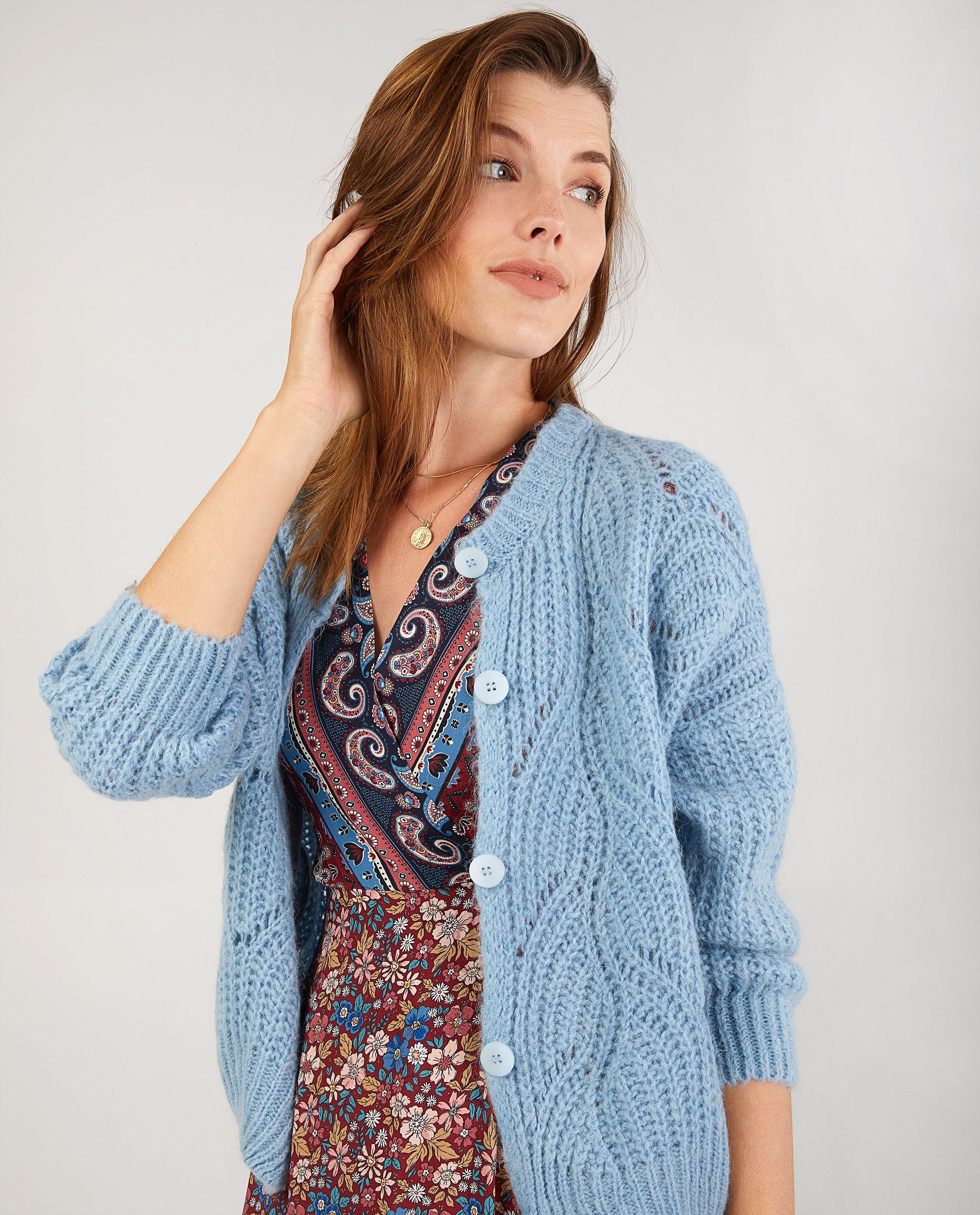 Lichtblauw vest met ajourpatroon - Product Detail - blauw - afbeelding nummer 2