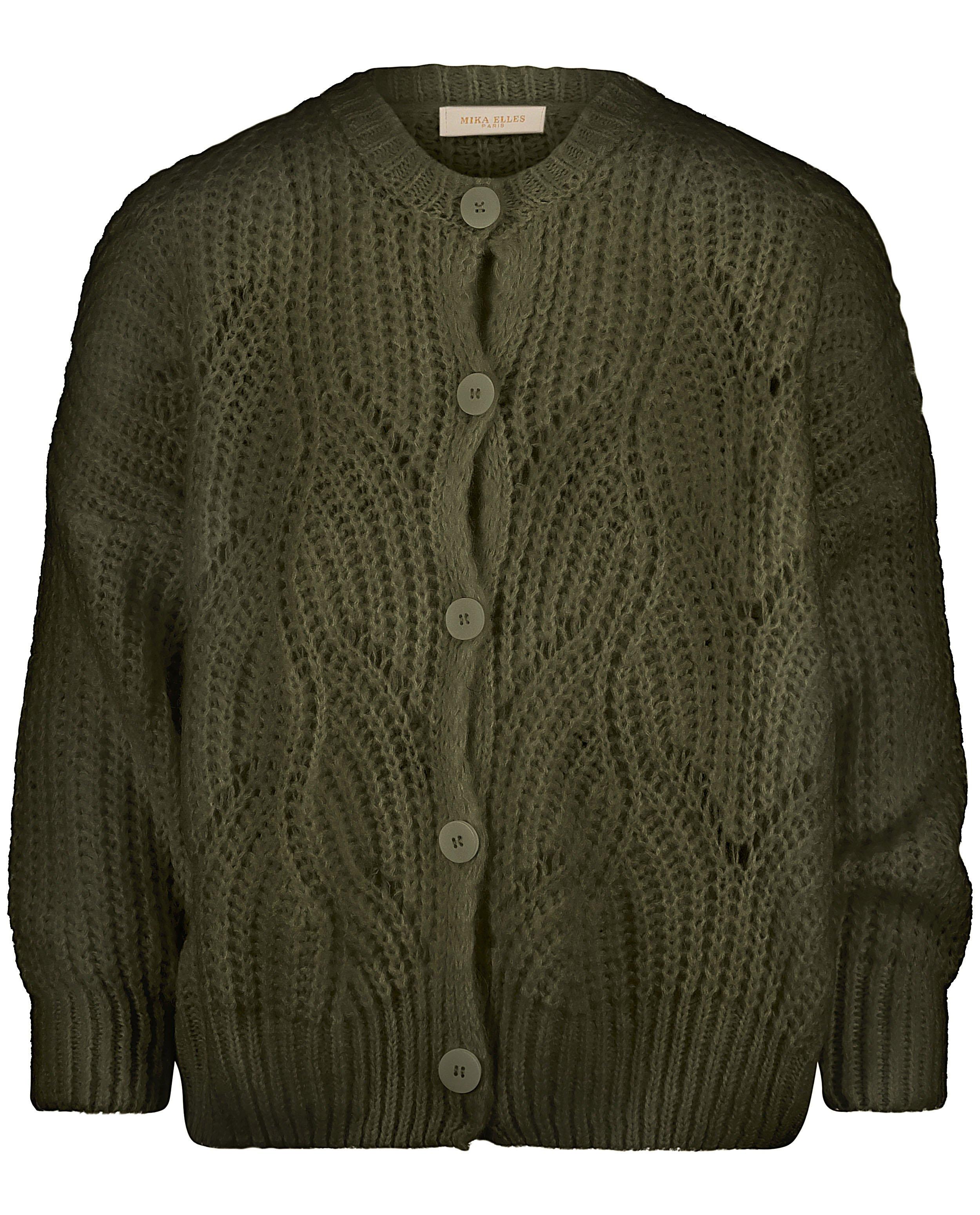 Cardigans - Donkergroen vest met ajourpatroon