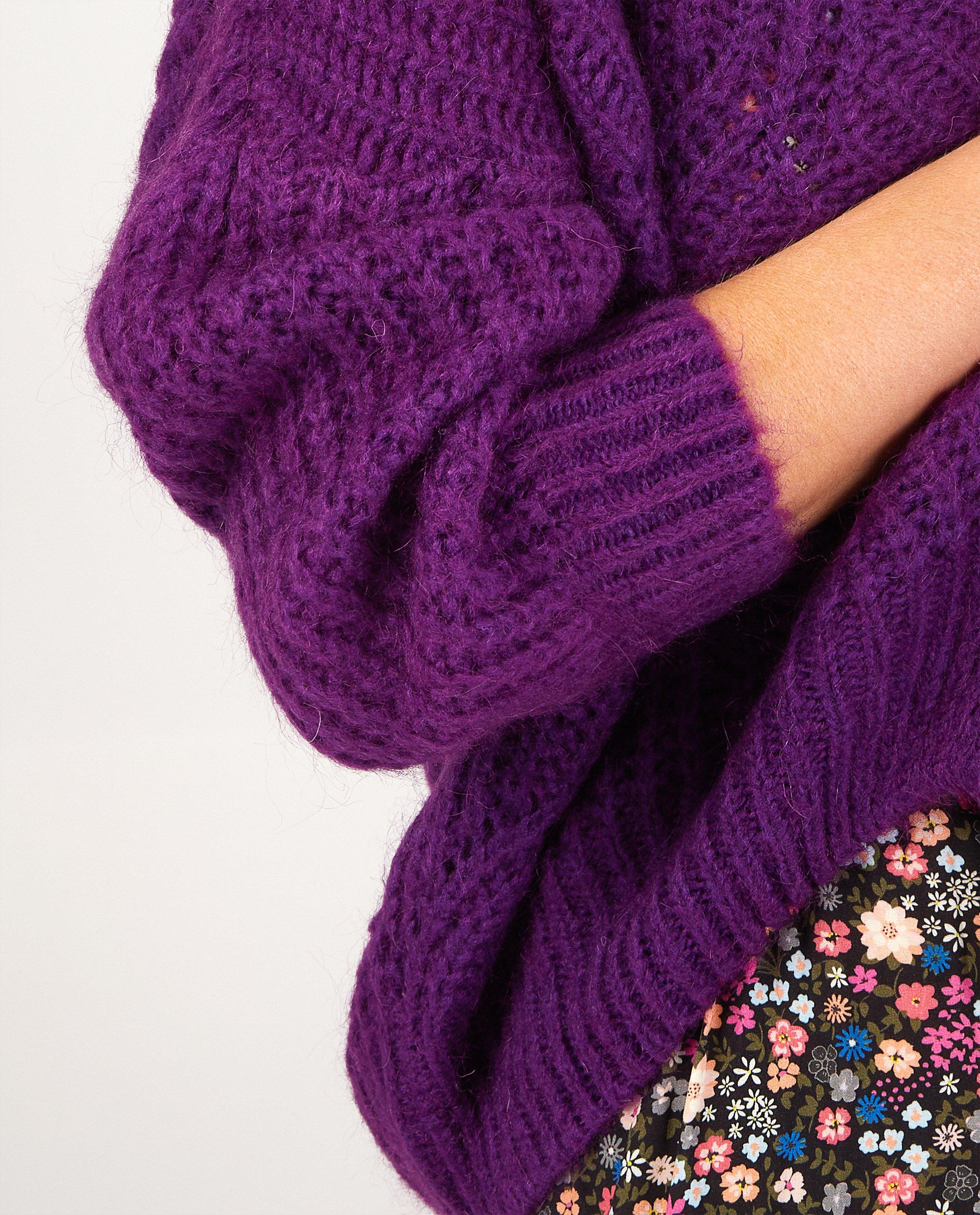 Cardigans - Paars vest met ajourpatroon