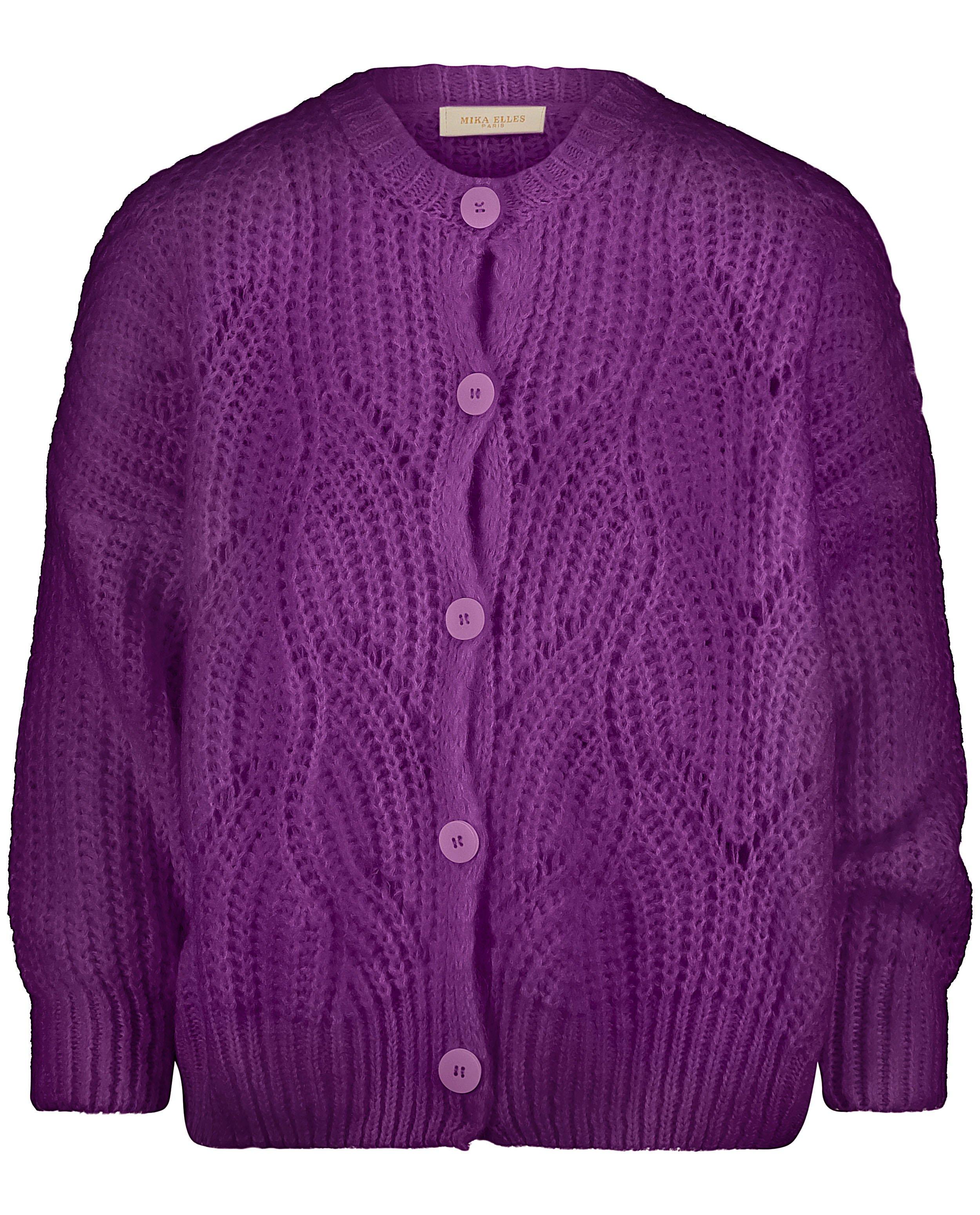 Cardigans - Paars vest met ajourpatroon