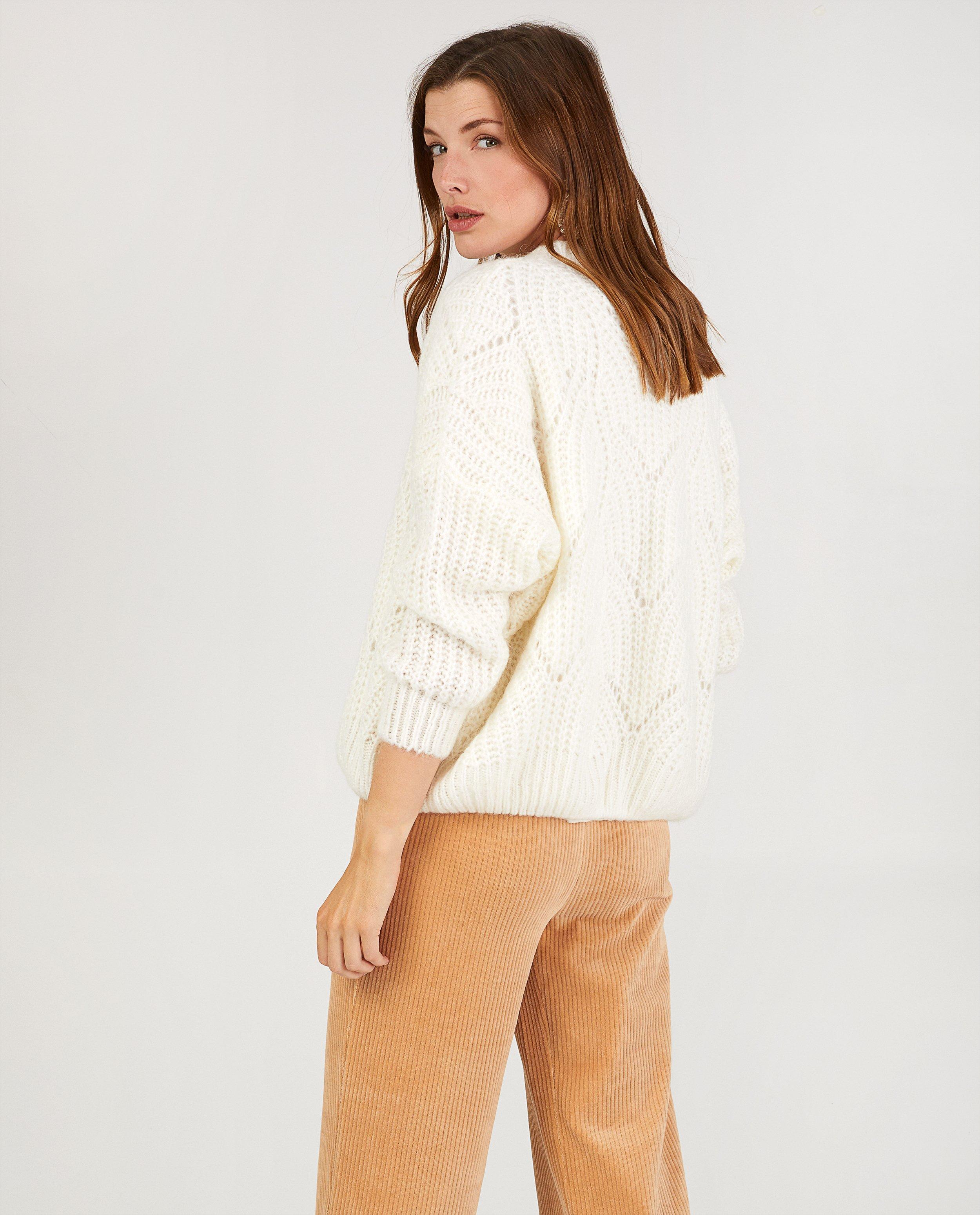 Cardigans - Wit vest met ajourpatroon