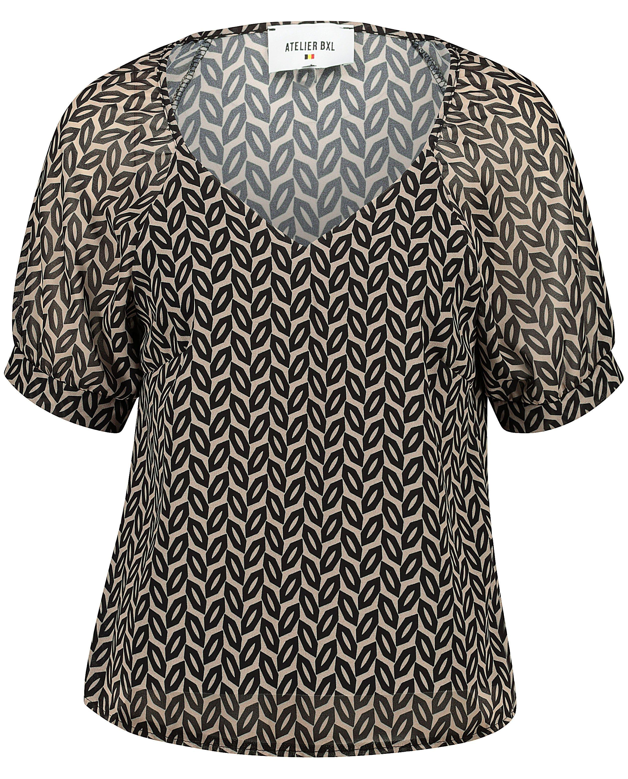 Blouse met print Atelier BXL - beige-zwart - Atelier BXL