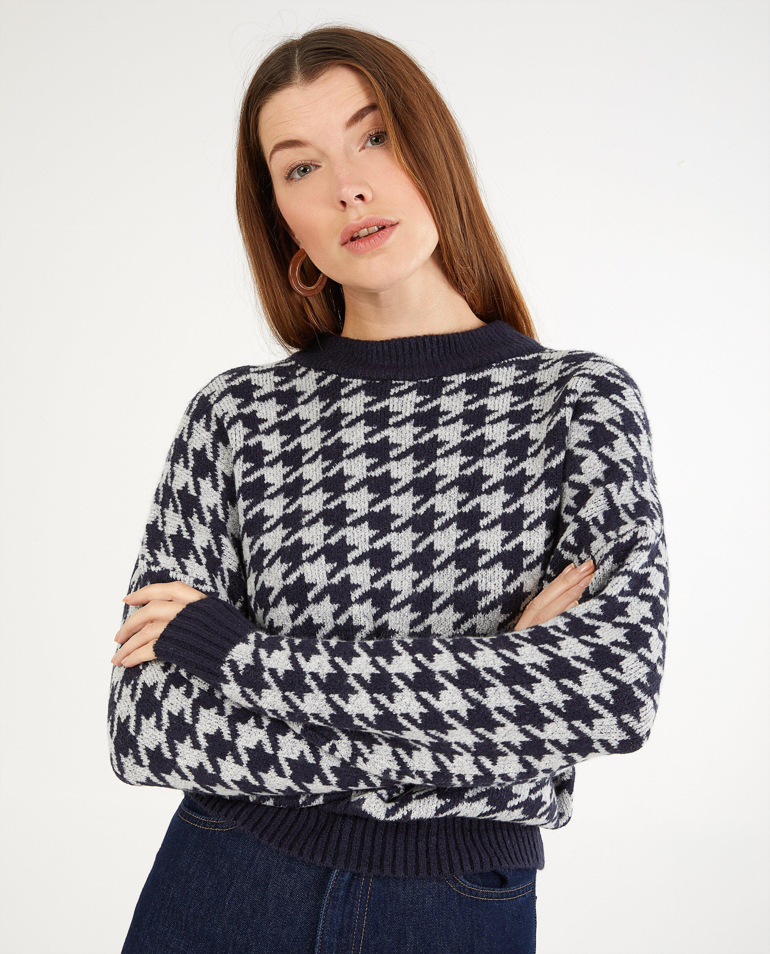 Blauwe trui met pied-de-poule Sora - Product Detail - donkerblauw - afbeelding nummer 2