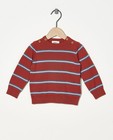 Pull rouge en coton bio - motif à rayures - Newborn 50-68