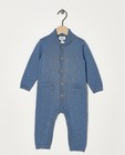 Grenouillère bleue en coton bio - en fin tricot - Newborn 50-68
