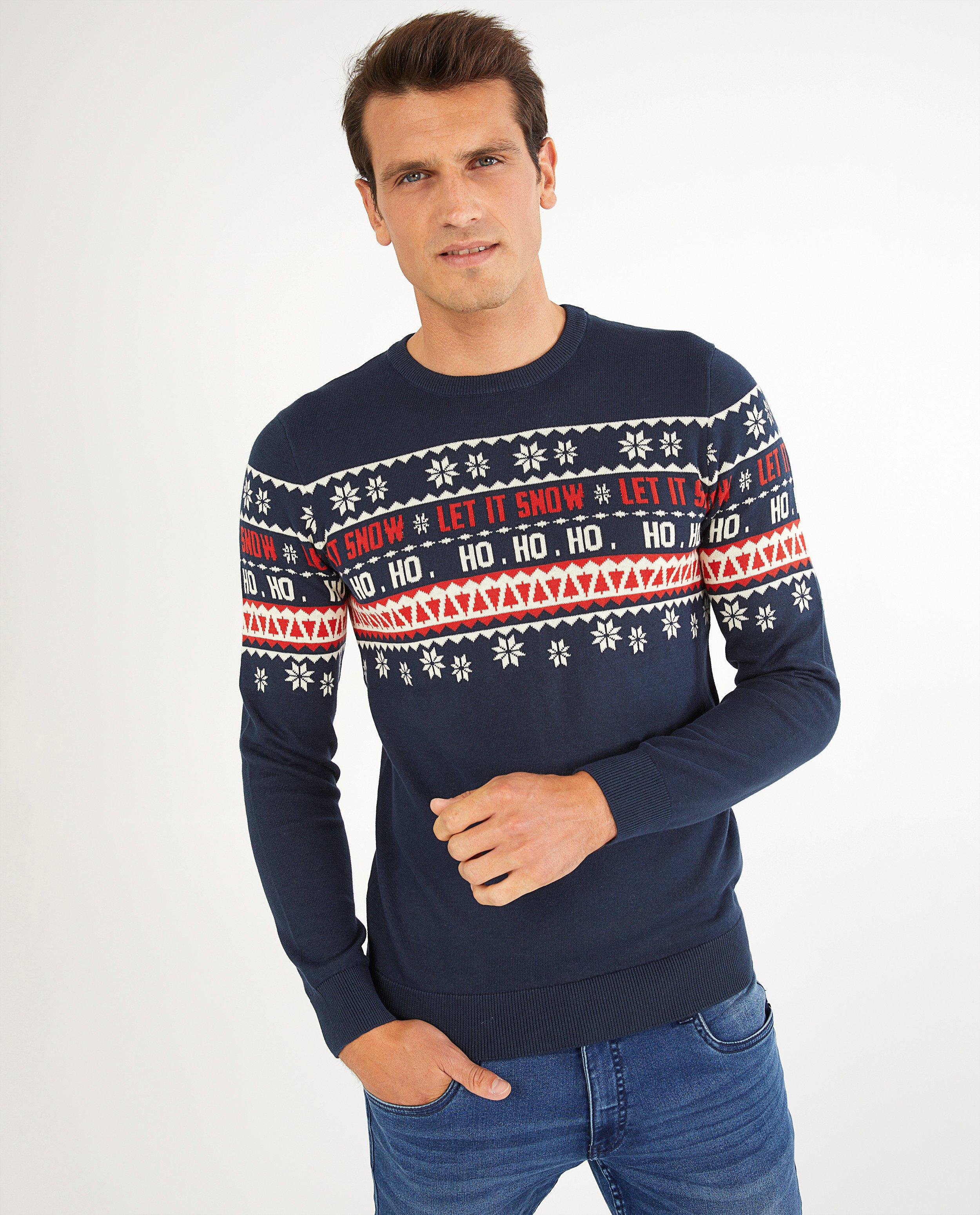 Blauwe kersttrui met print, heren - Product Detail - donkerblauw - afbeelding nummer 2