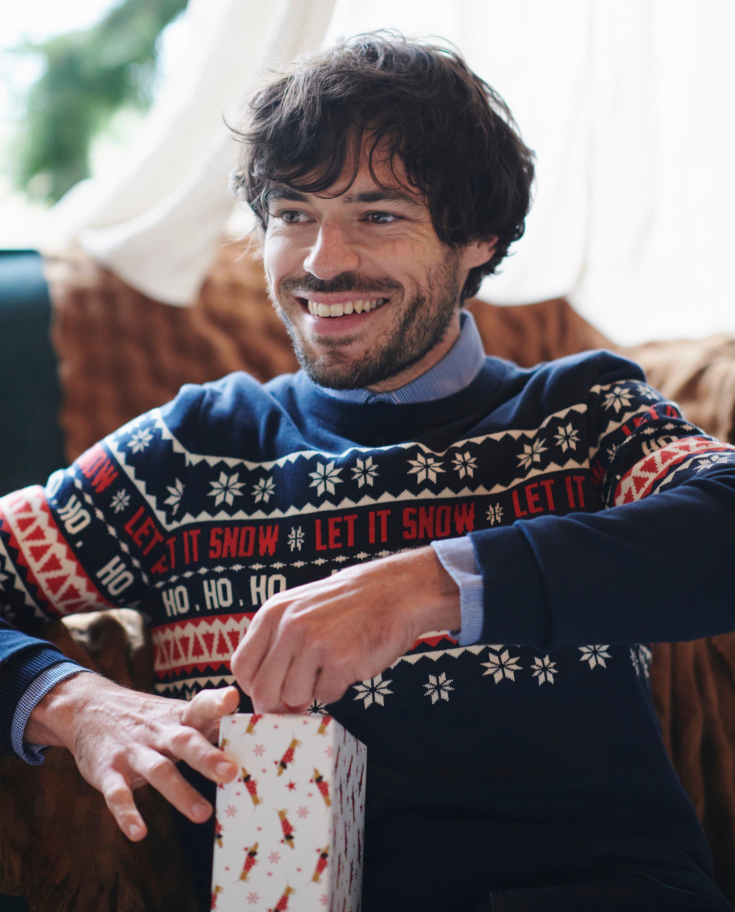 Blauwe kersttrui met print, heren - Product Detail - donkerblauw - afbeelding nummer 5