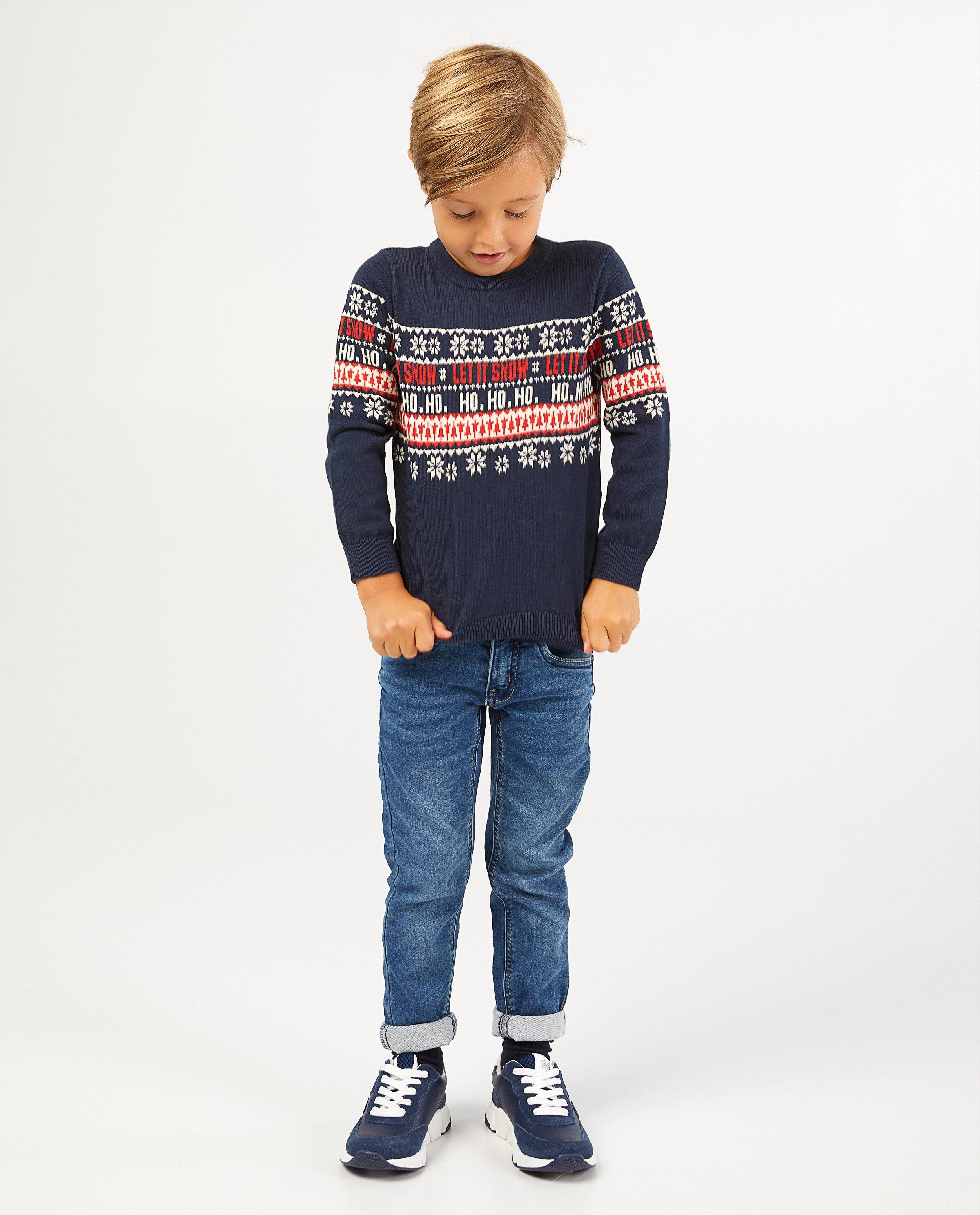 Blauwe kersttrui, 3-7 jaar - #familystoriesjbc - Familystories