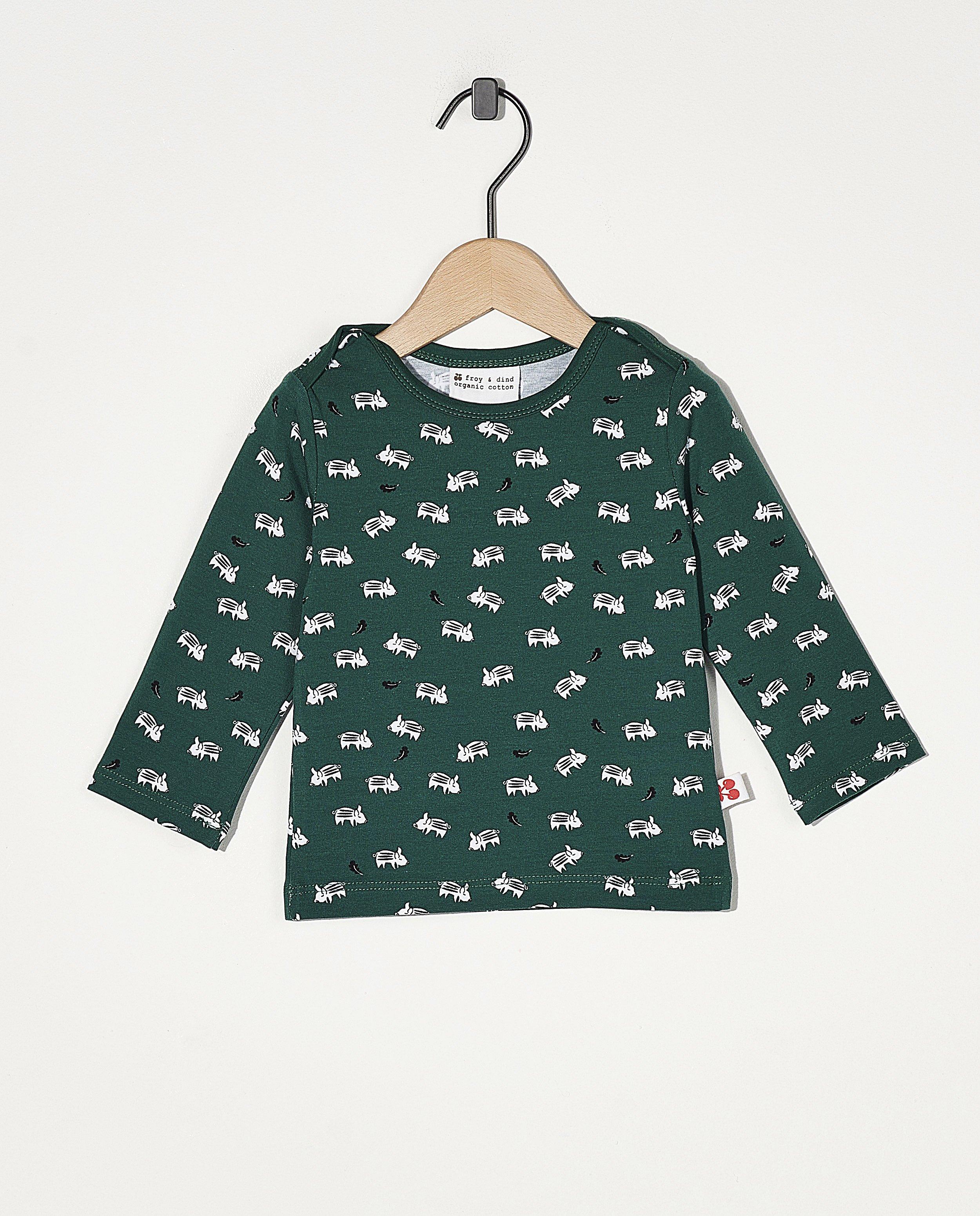 T-shirt vert à manches longues Froy & Dind - avec imprimé intégral - Froy en Dind